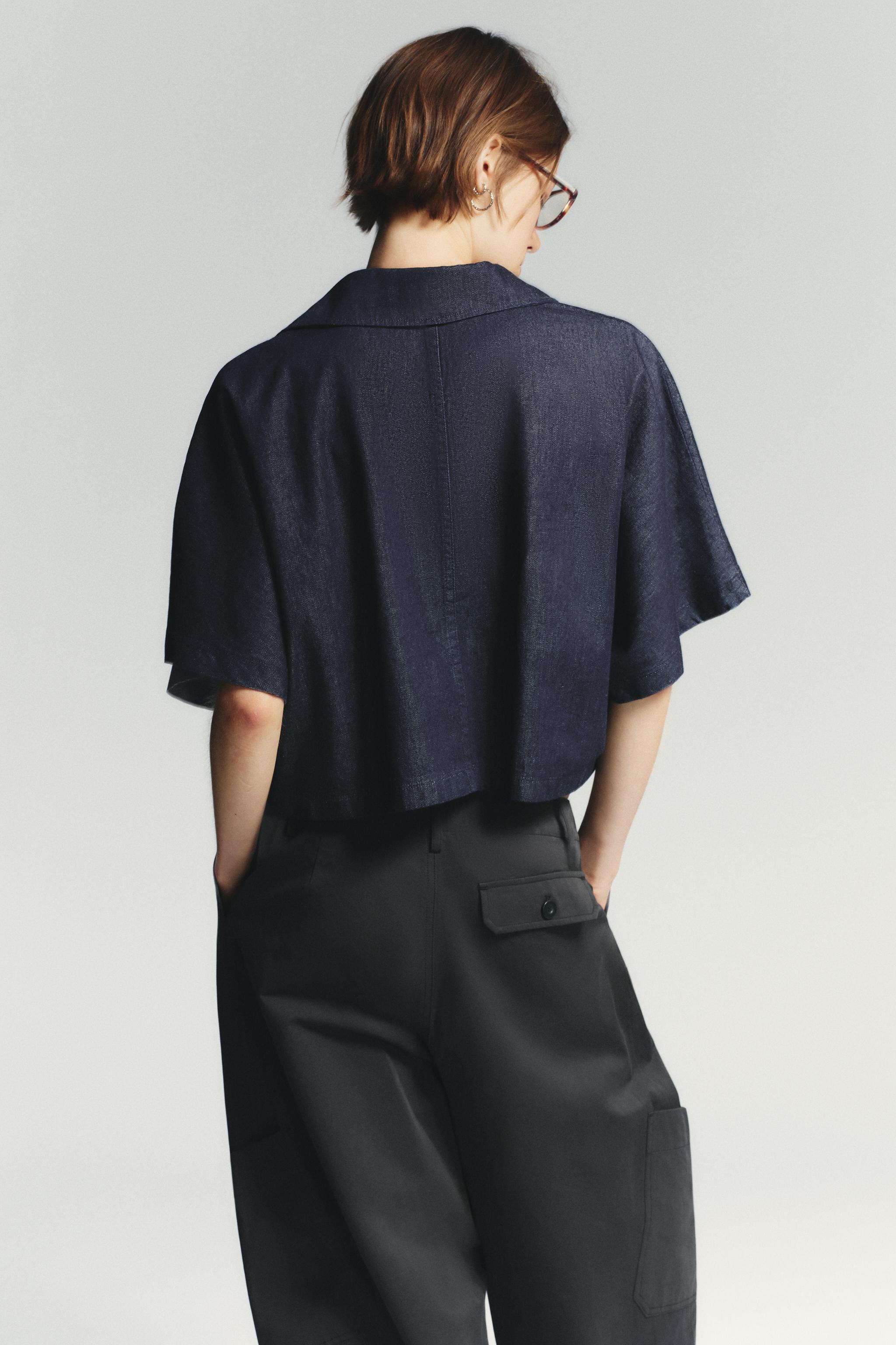 TRF DENIM POLO COLLAR SHIRT