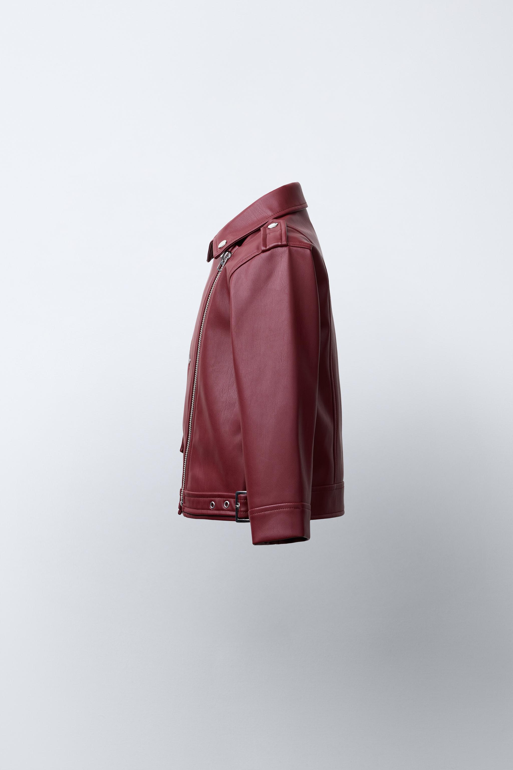 FAUX LEATHER BIKER JACKET WITH BUCKLES