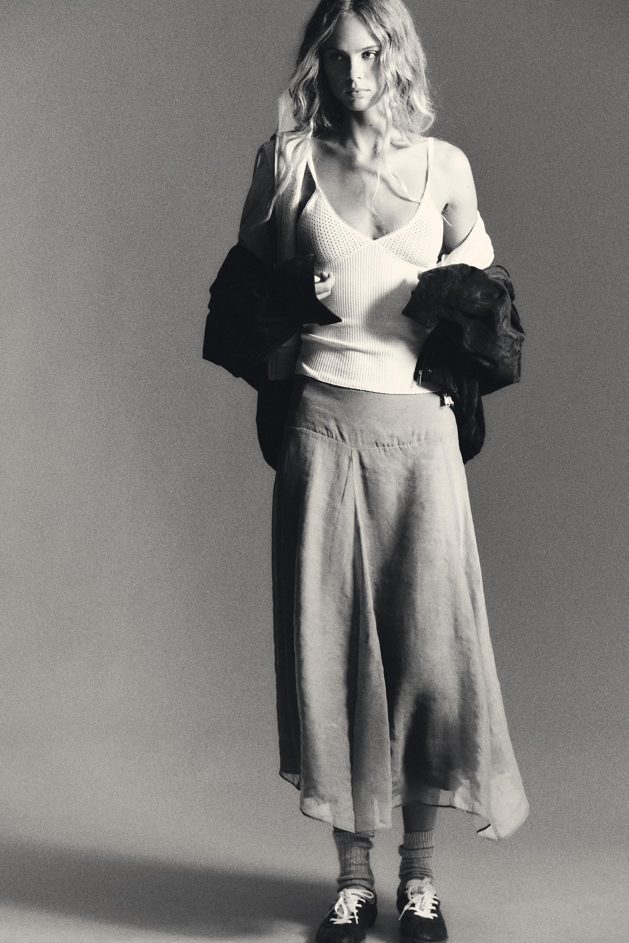 DOUBLE LAYER MIDI SKIRT