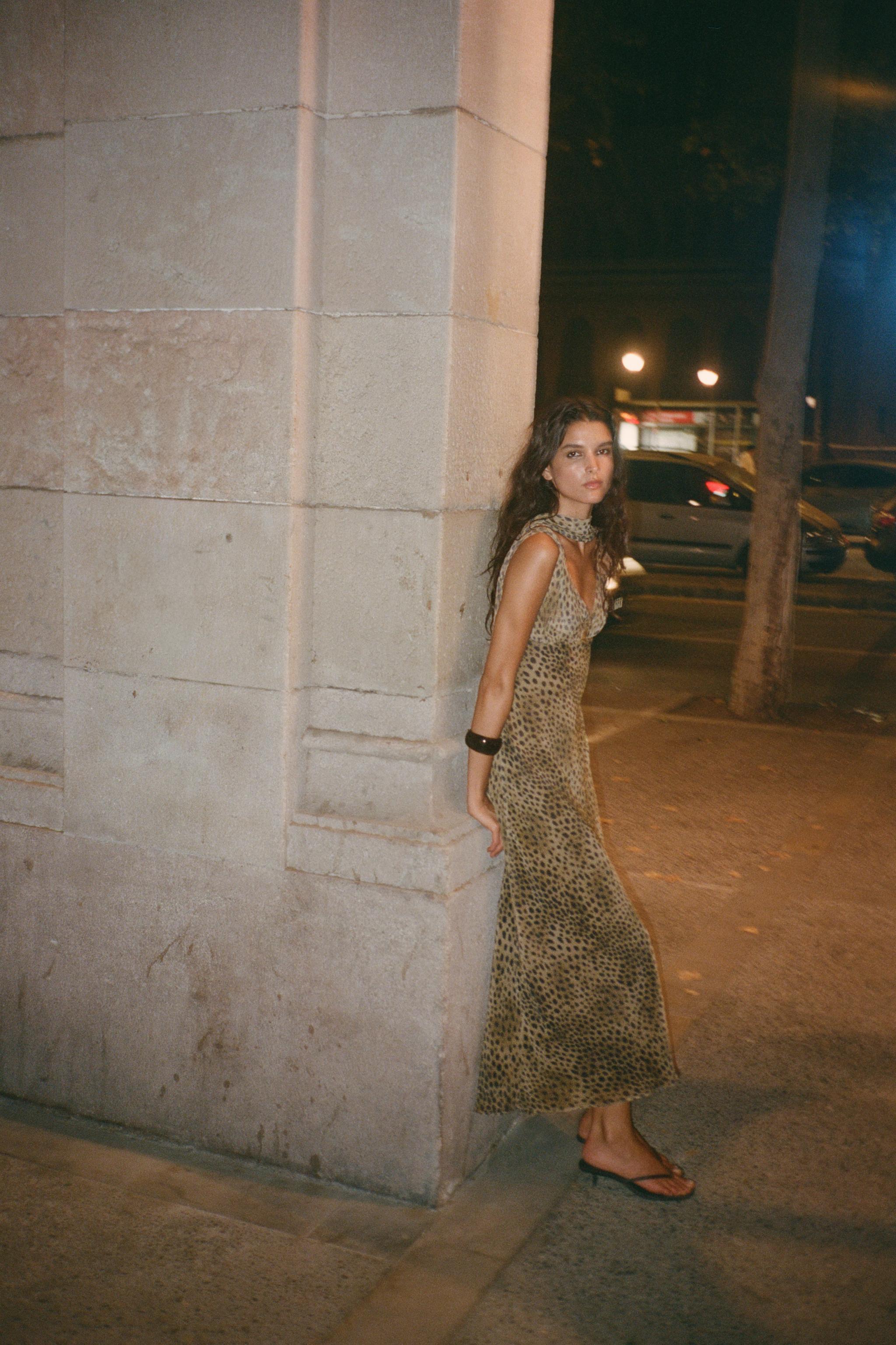 ANIMAL PRINT FOULARD DRESS