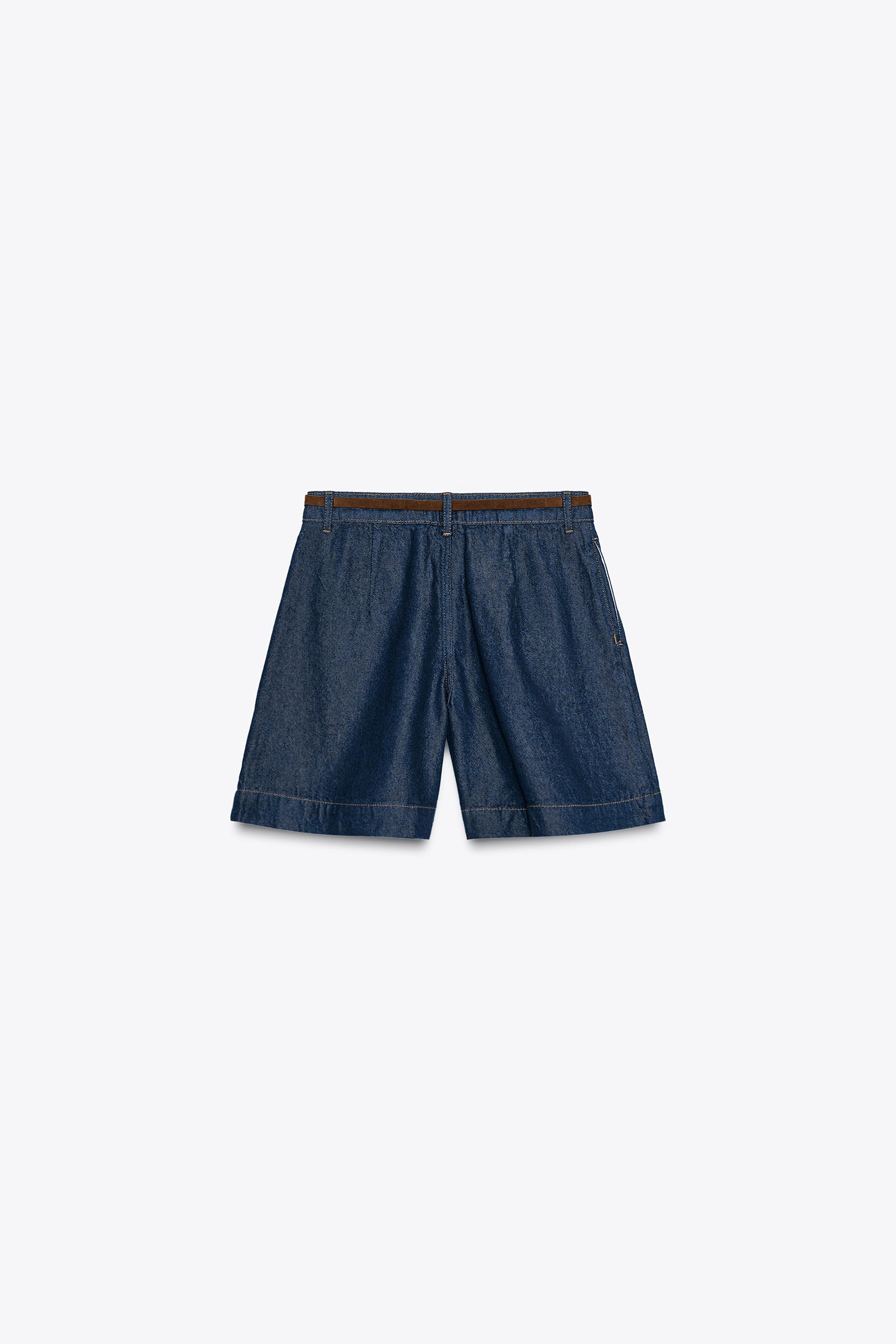 Z1975 DENIM PLEATED SHORTS WITH BELT