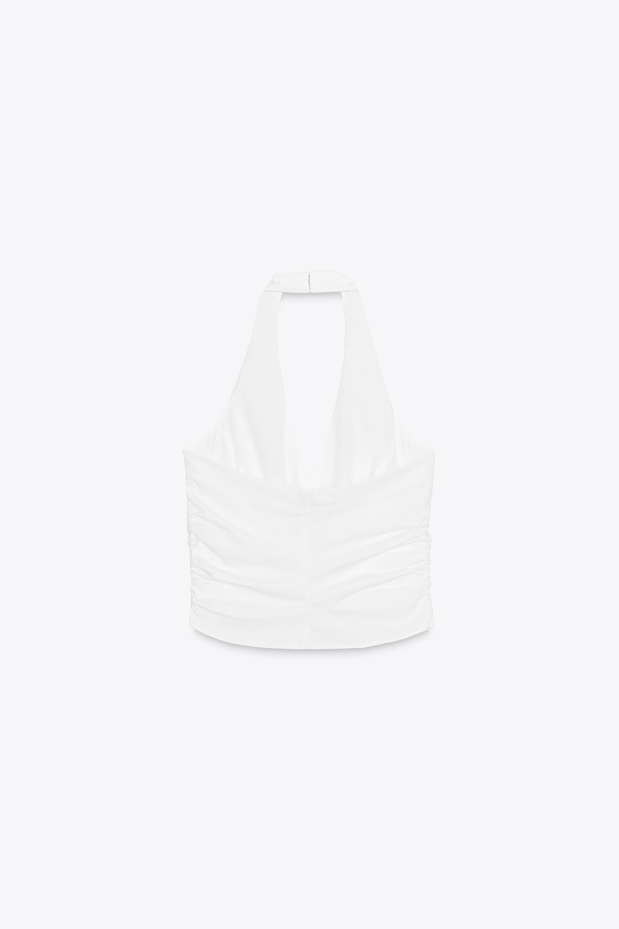 RUCHED HALTER VEST TOP
