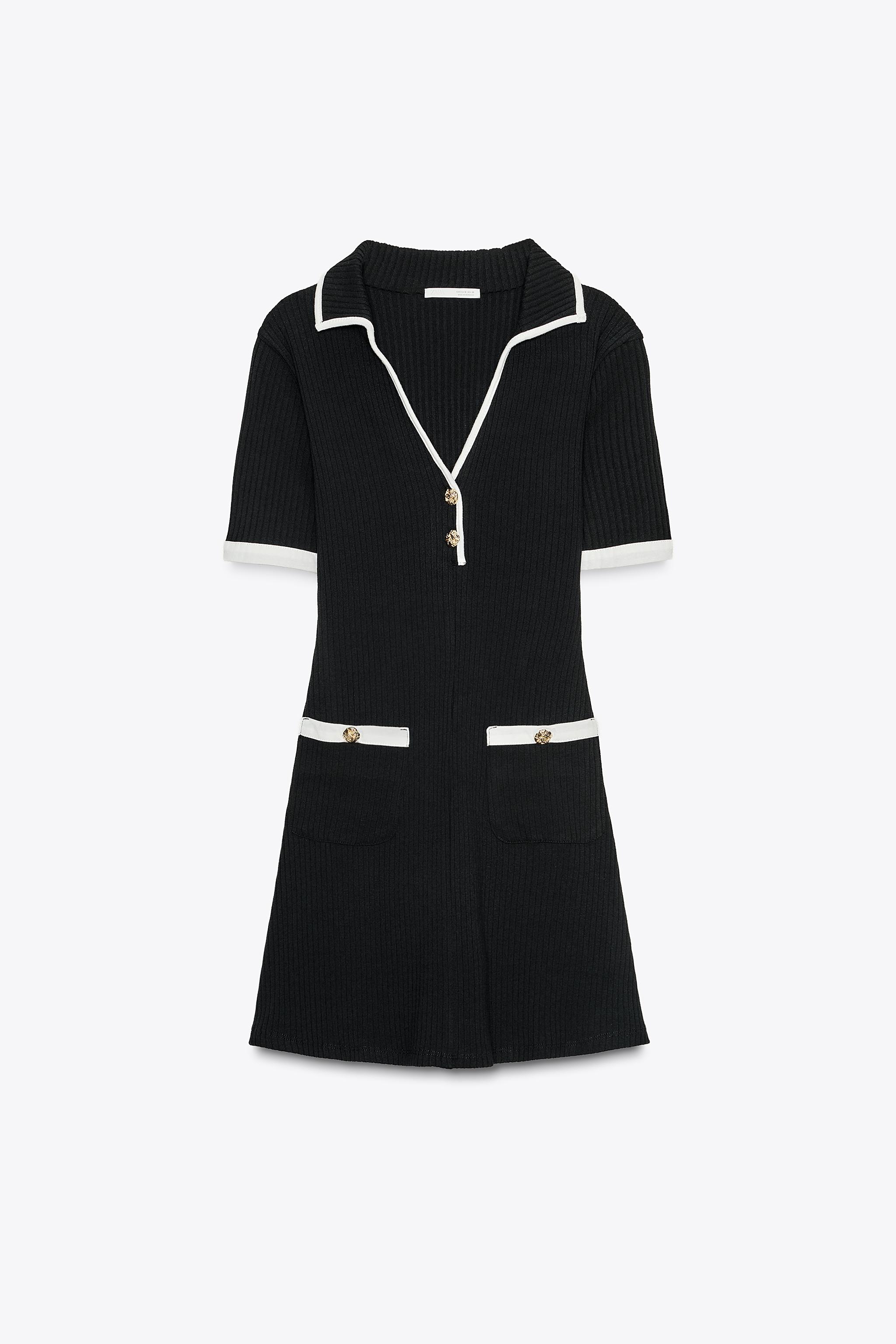 RIBBED DRESS WITH METAL BUTTONS