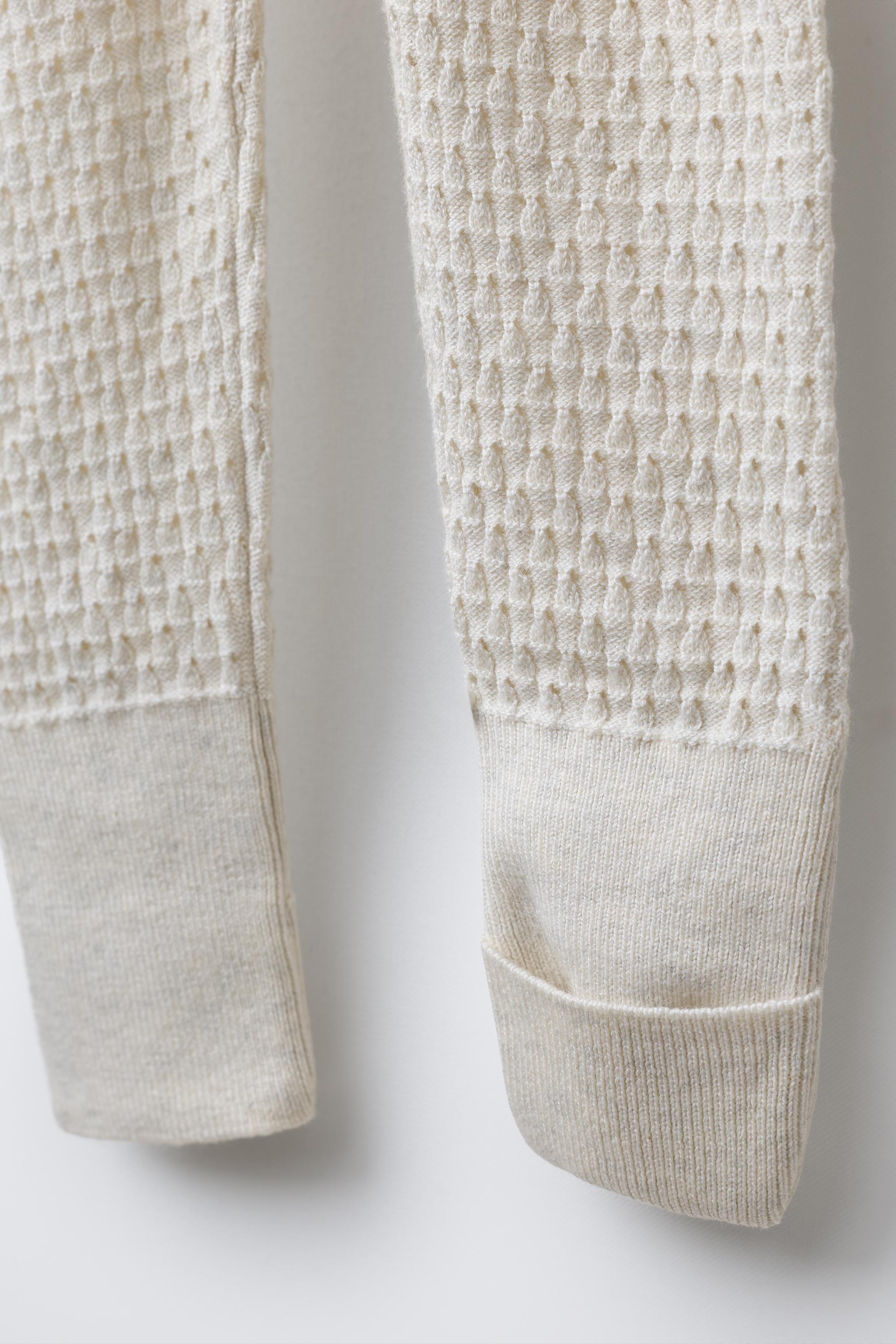 CONVERTIBLE COTTON, SILK AND CASHMERE TEXTURED KNIT JUMPSUIT WITH FOOT