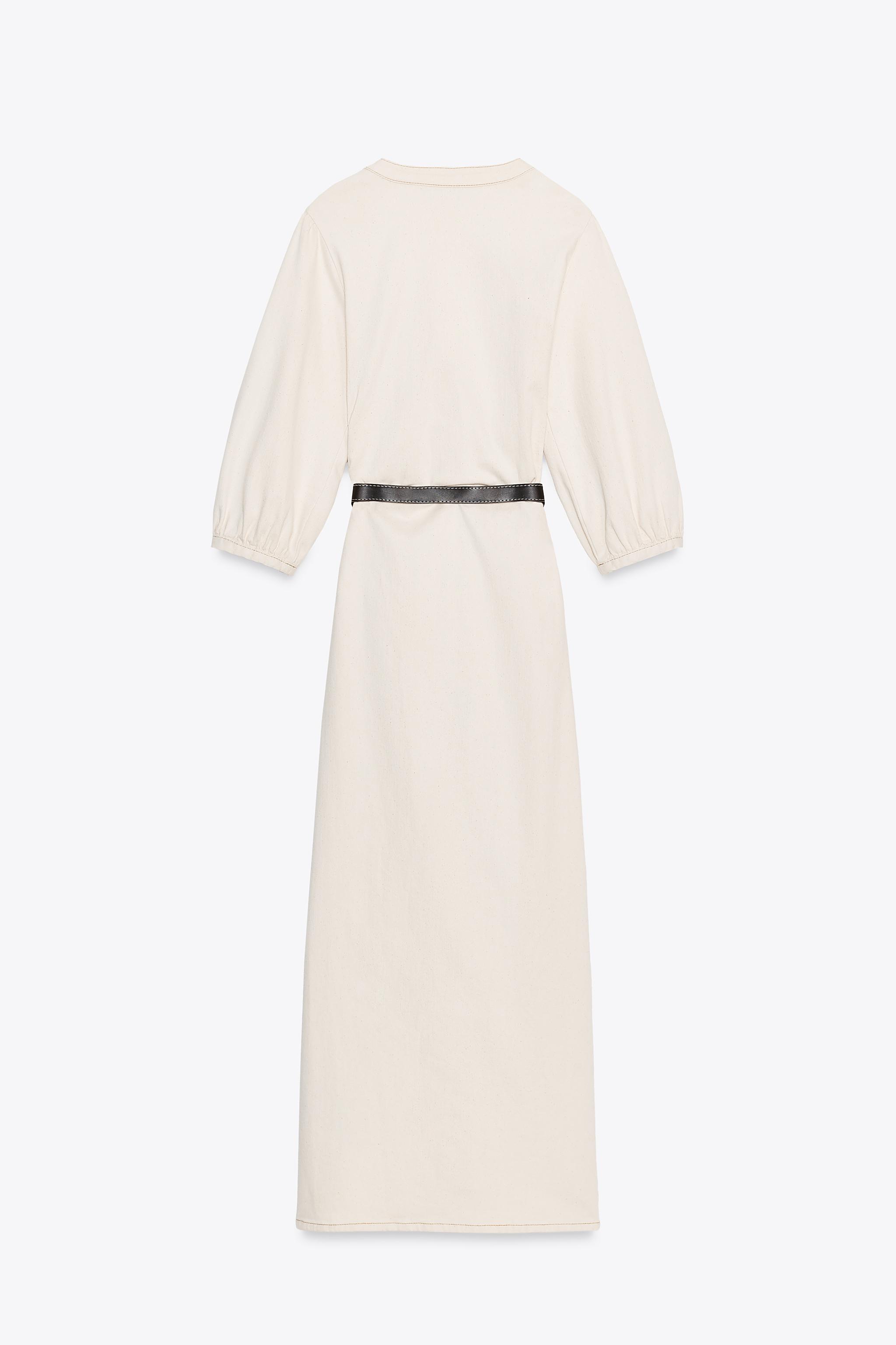 BELTED BALLOON SLEEVE MIDI DRESS