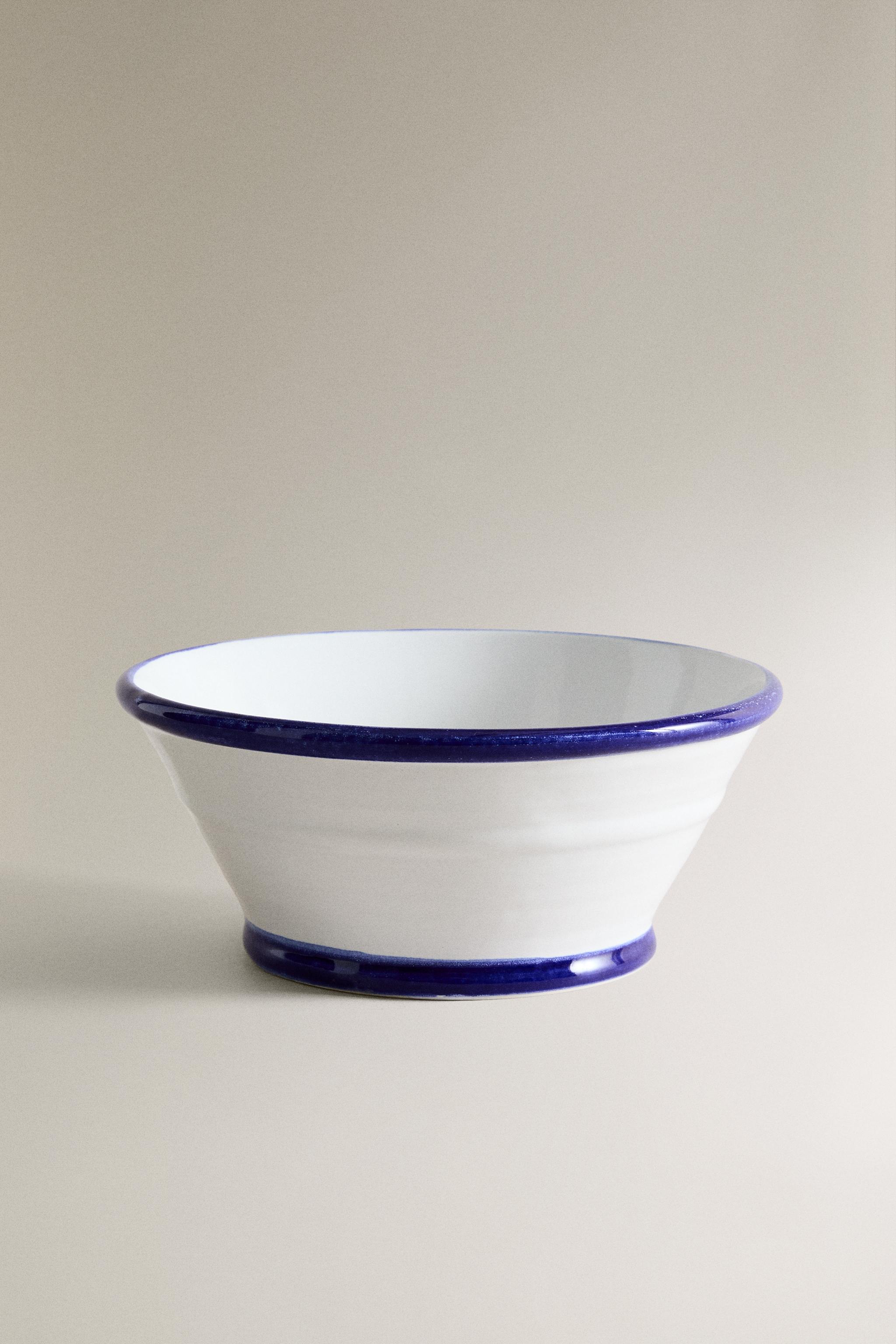 EARTHENWARE SALAD BOWL WITH CONTRAST RIM