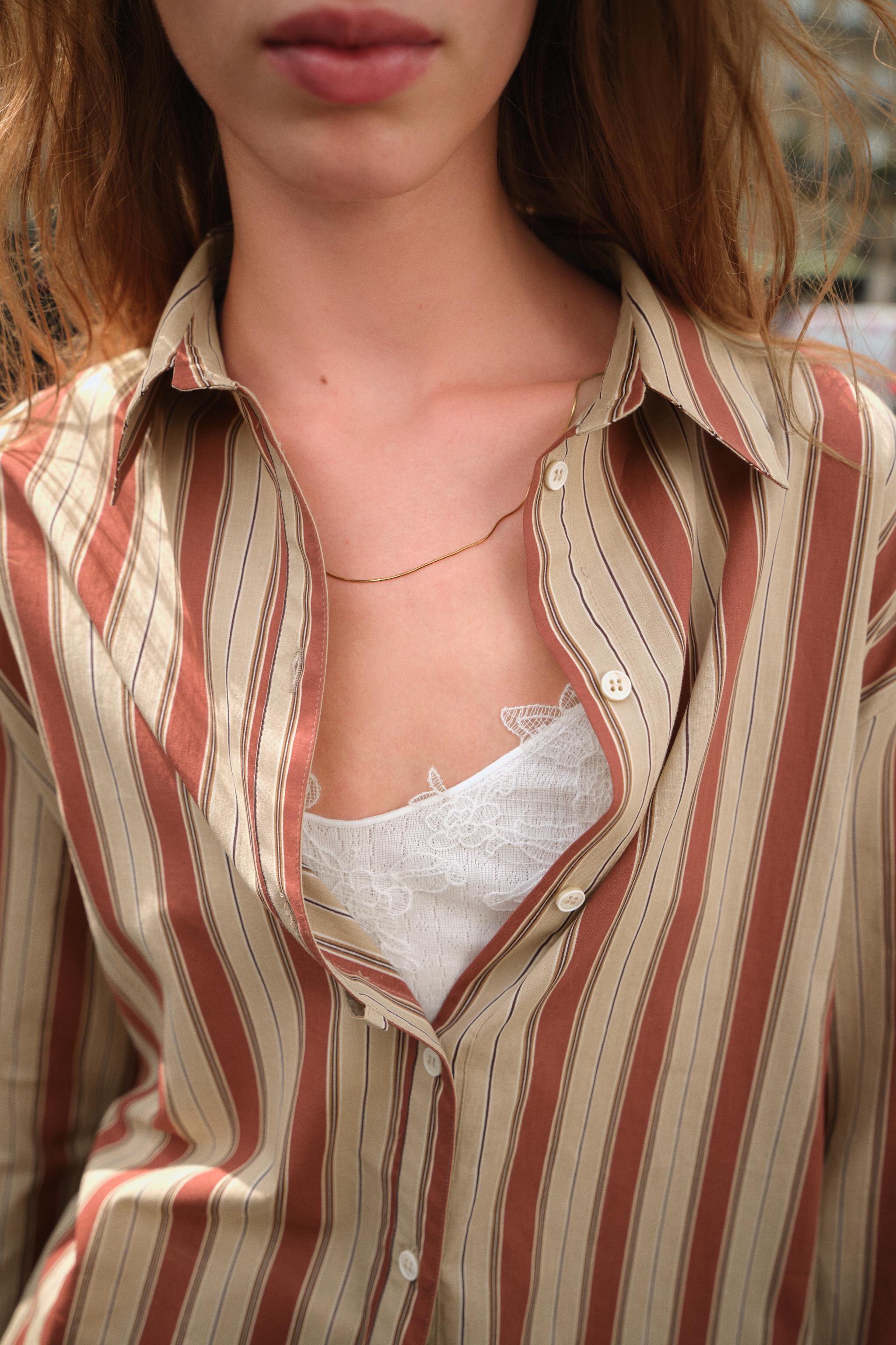 STRIPED SHIRT WITH BACK TAB