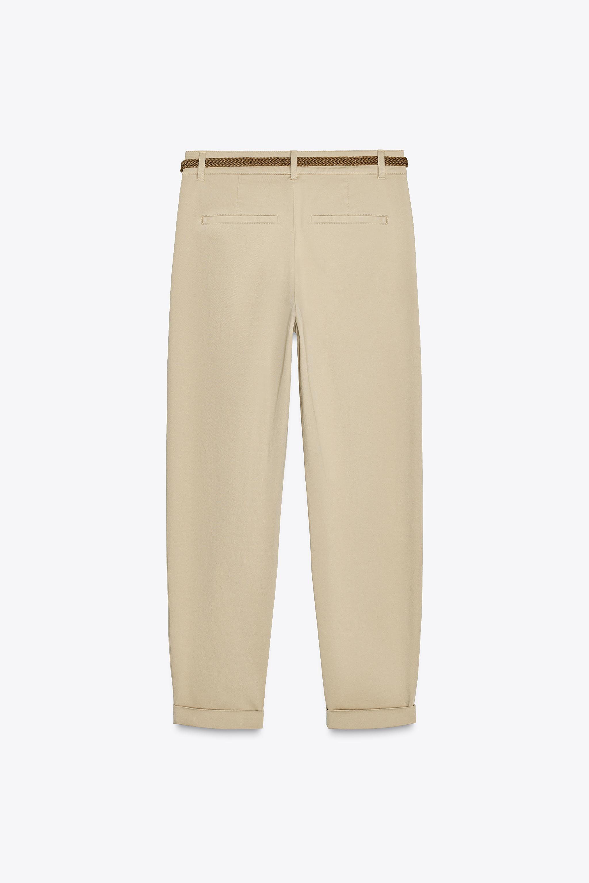 BRAIDED BELTED CHINO PANTS