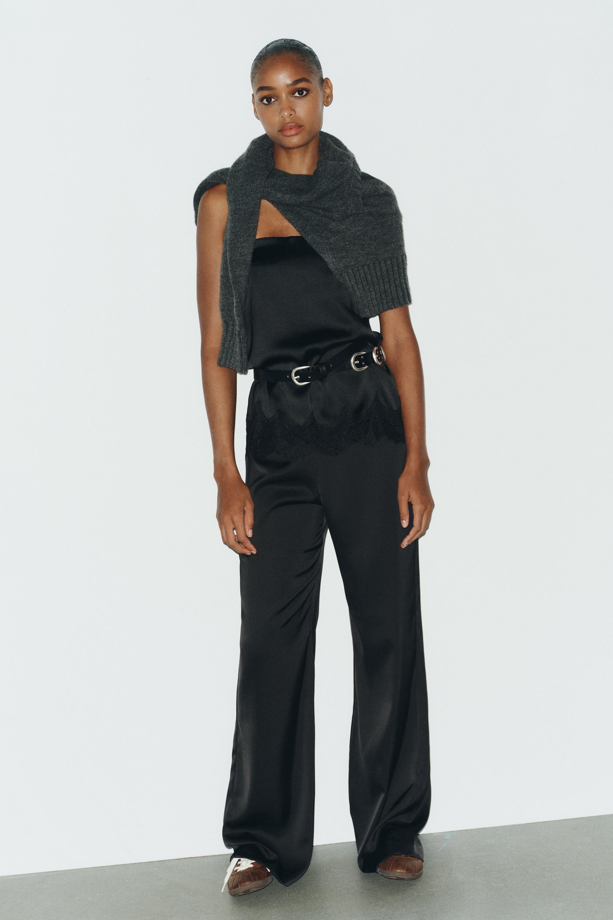 SATIN EFFECT LACE TOP