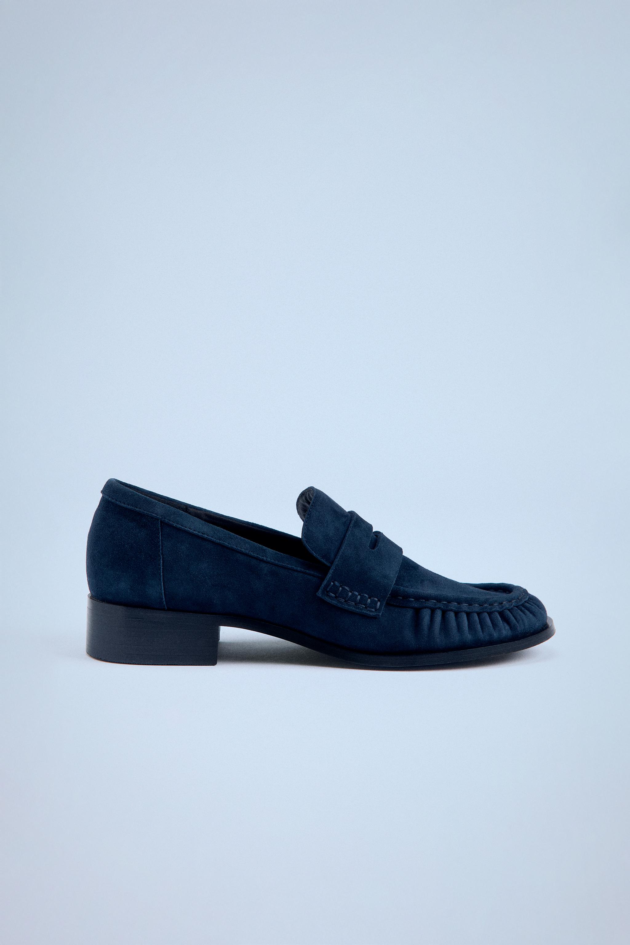 SUEDE RUCHED LOAFERS