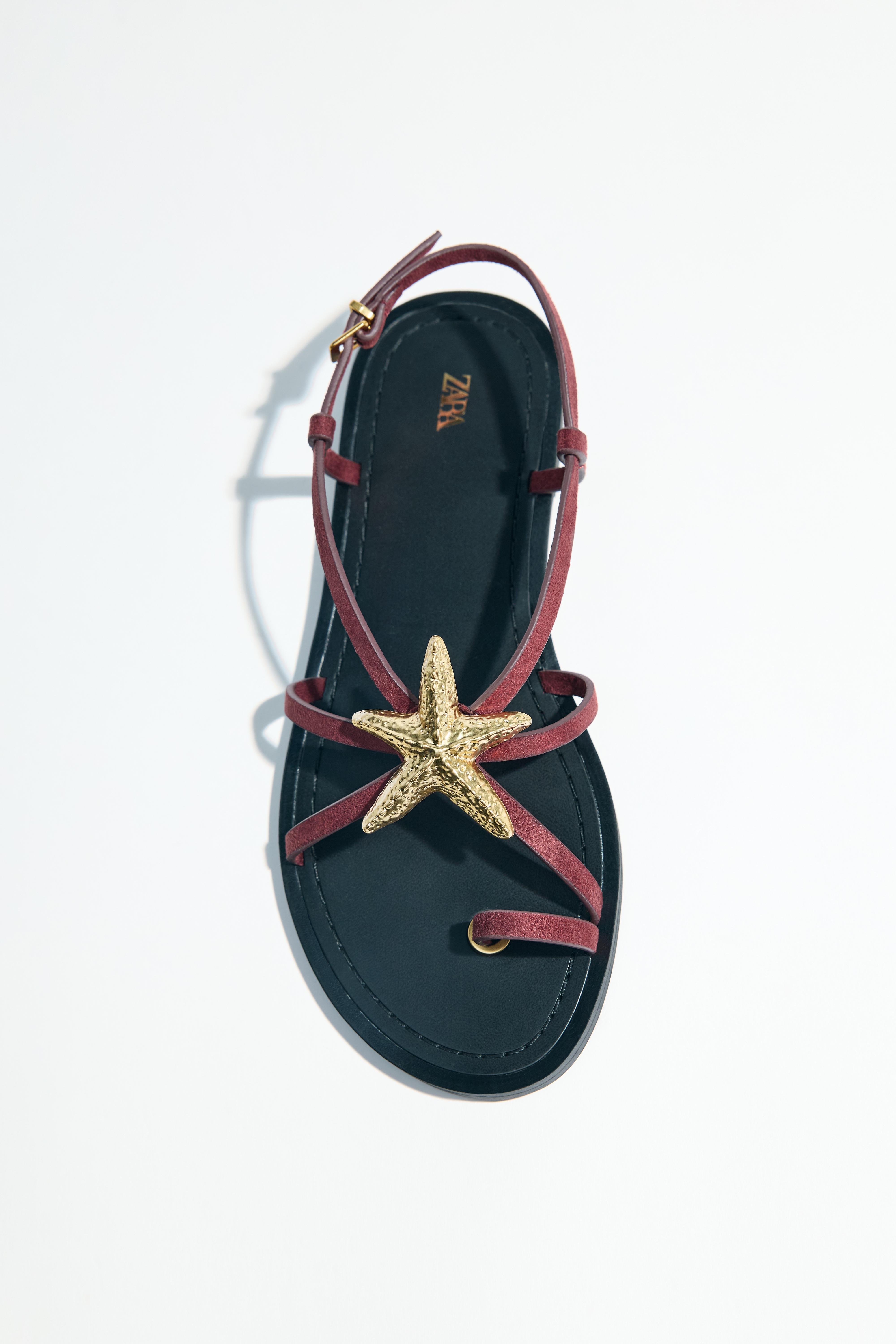 STRAPPY SANDALS WITH METALLIC DETAIL