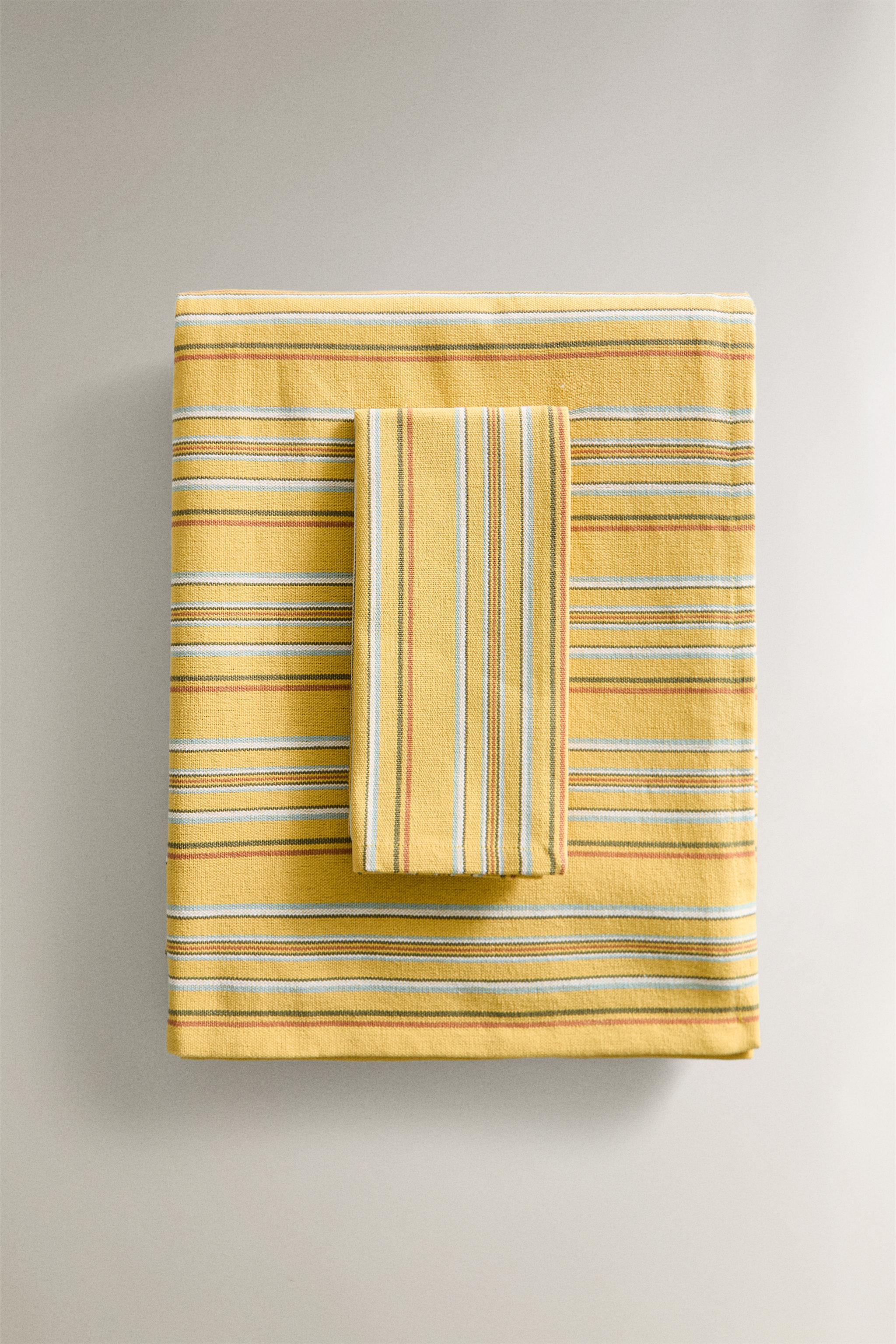MULTICOLORED STRIPED TABLECLOTH