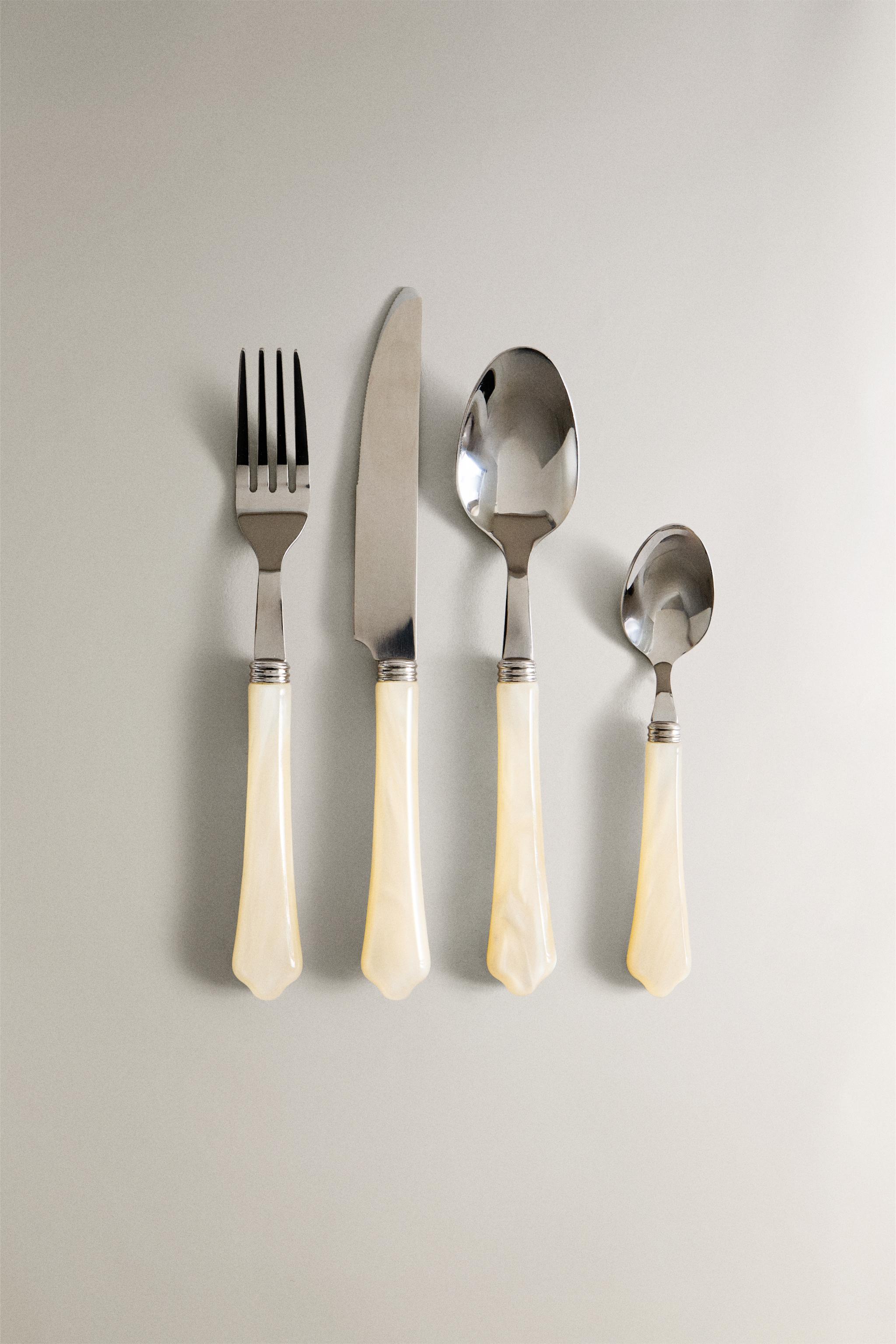 4-PIECE FLATWARE SET WITH PEARL-EFFECT HANDLE