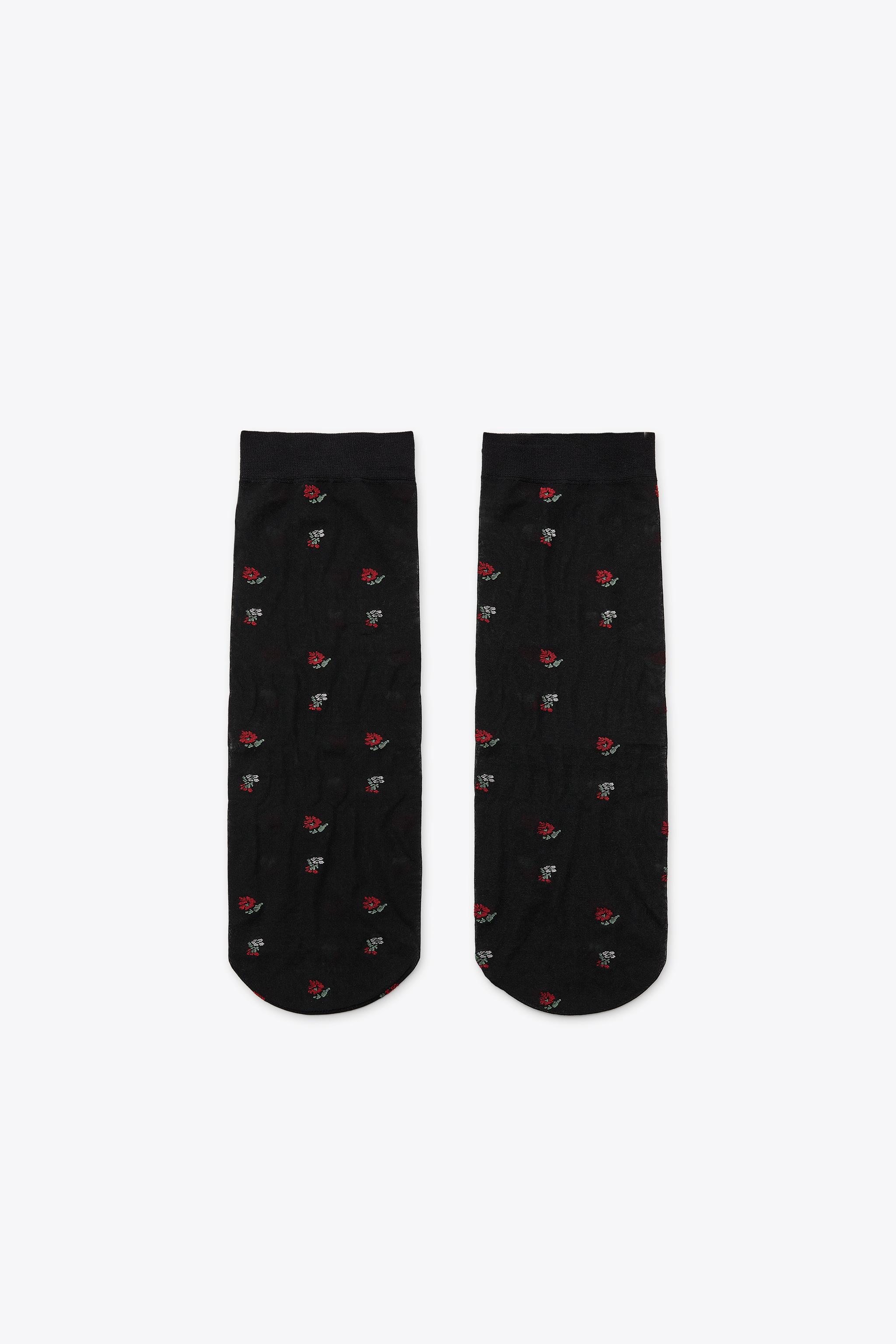 FLOWER PRINT OVER-THE-CALF SOCKS