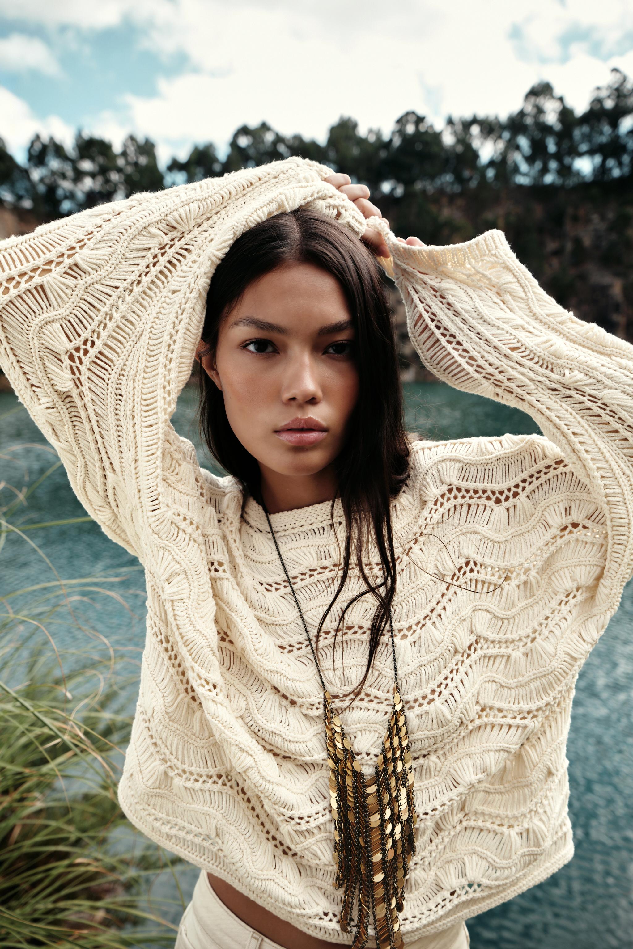 DROP NEEDLE KNIT SWEATER