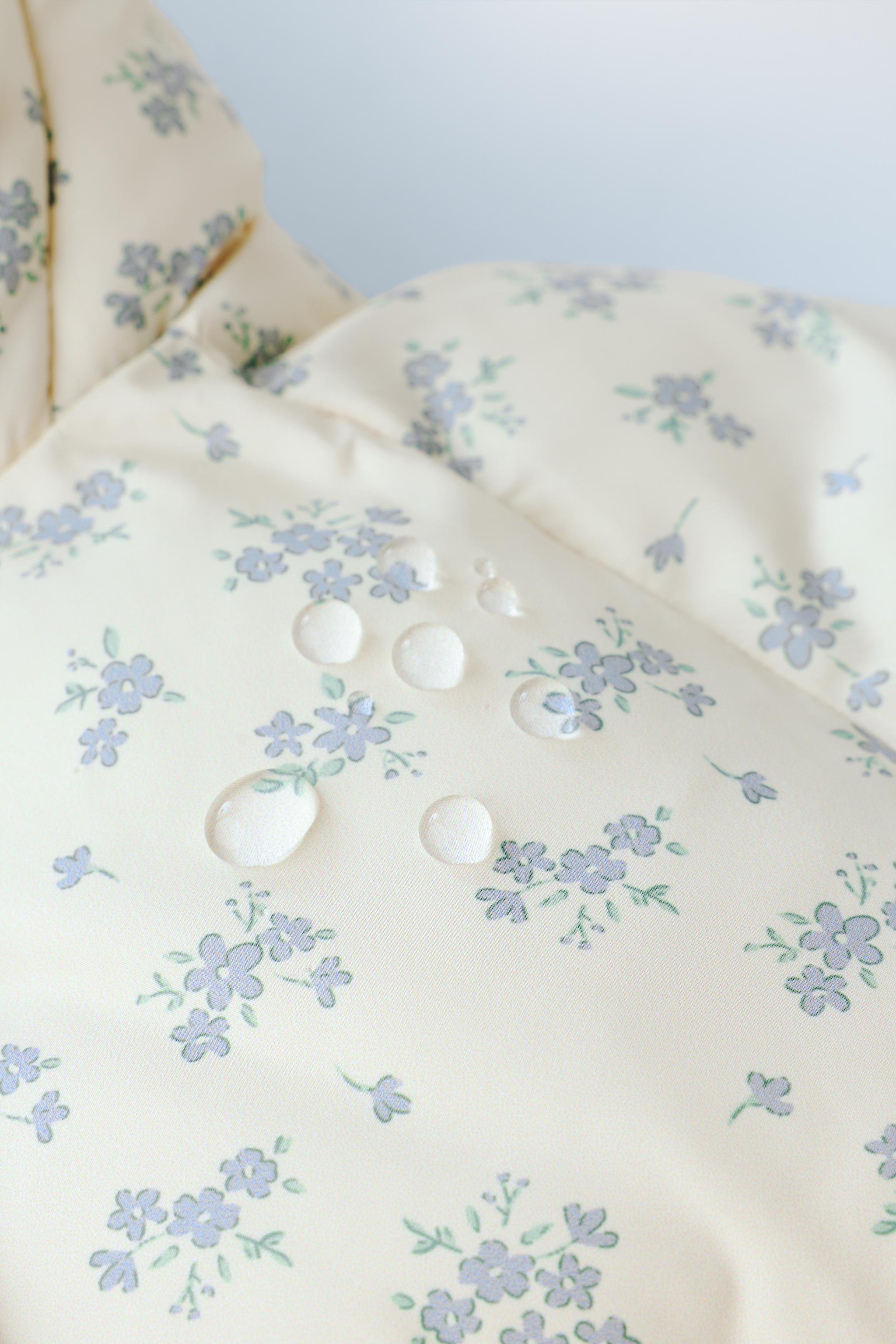 FLORAL PRINT FLEECE PUFFER JACKET