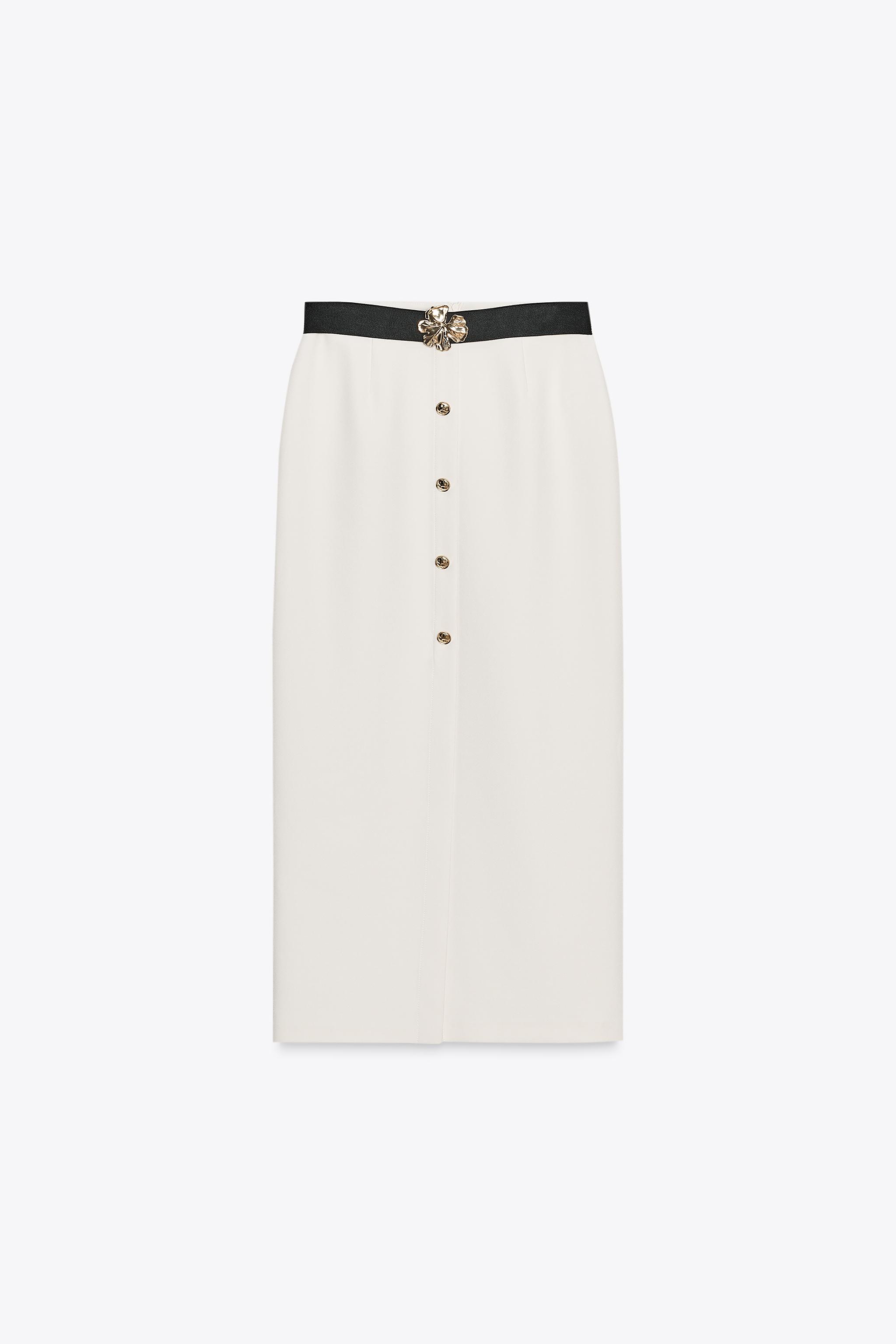 CREPE MIDI SKIRT WITH BELT