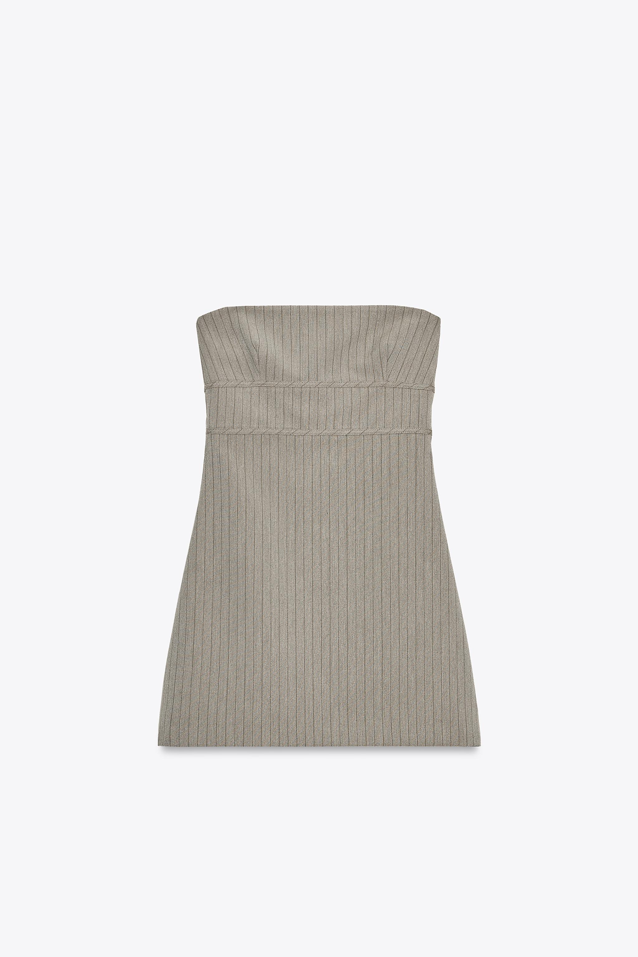 STRAPLESS PINSTRIPE DRESS