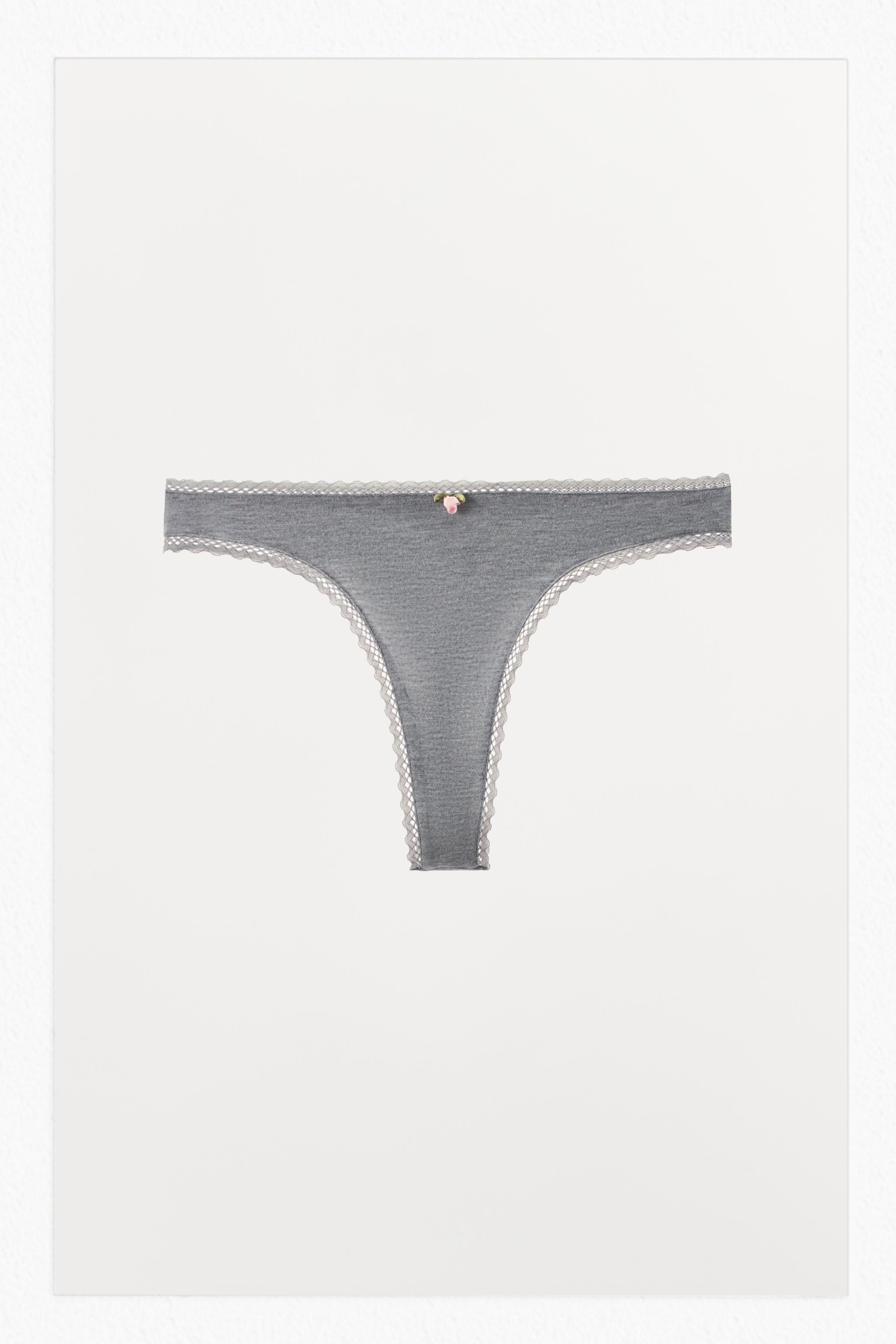POINTELLE FLORAL THONG