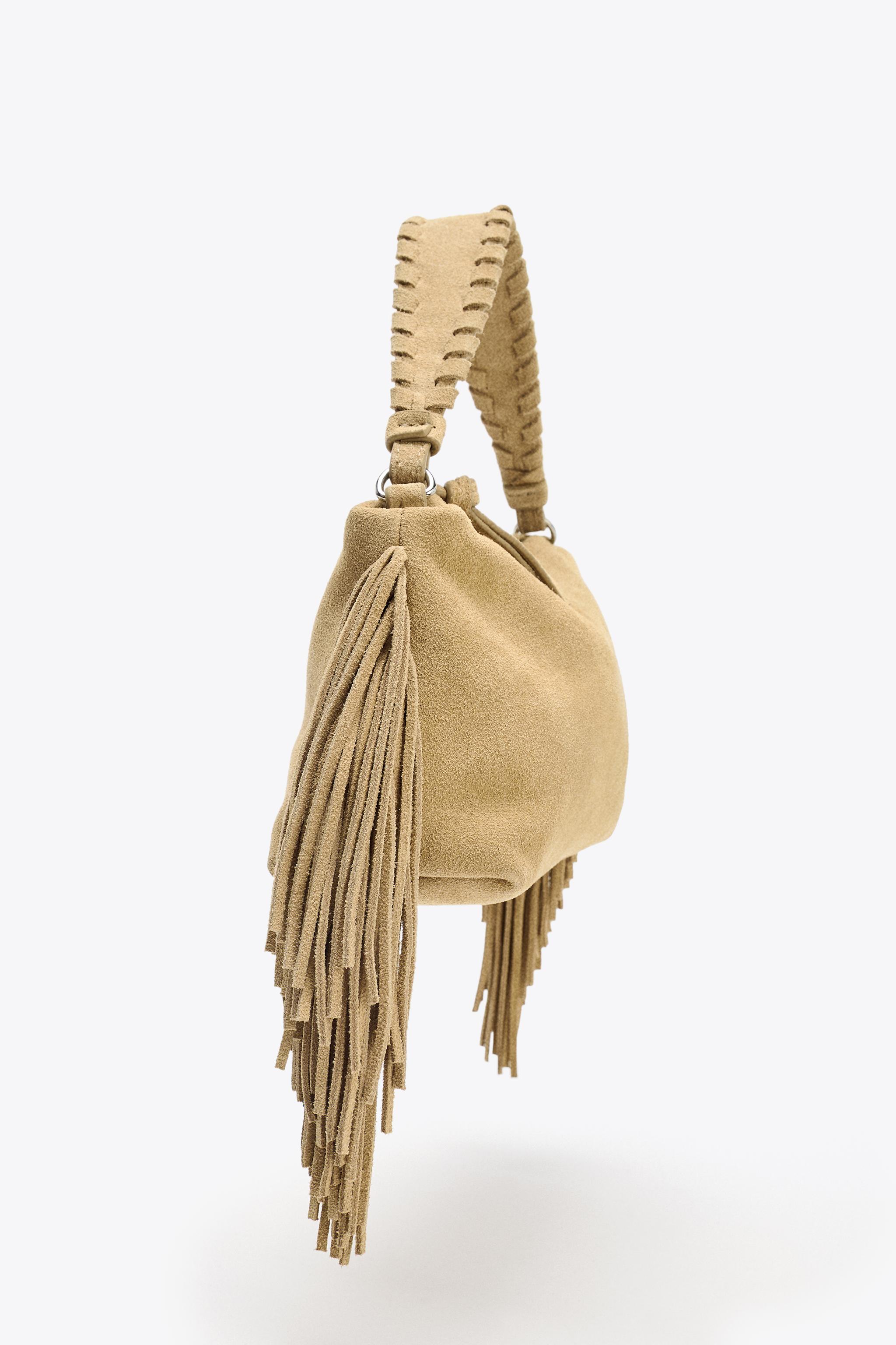SPLIT LEATHER FRINGED MINI BAG