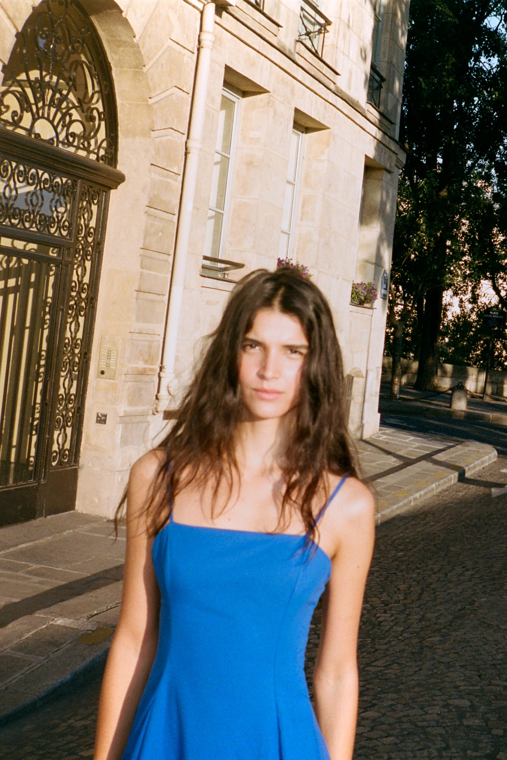 ASYMMETRIC POPLIN MIDI DRESS