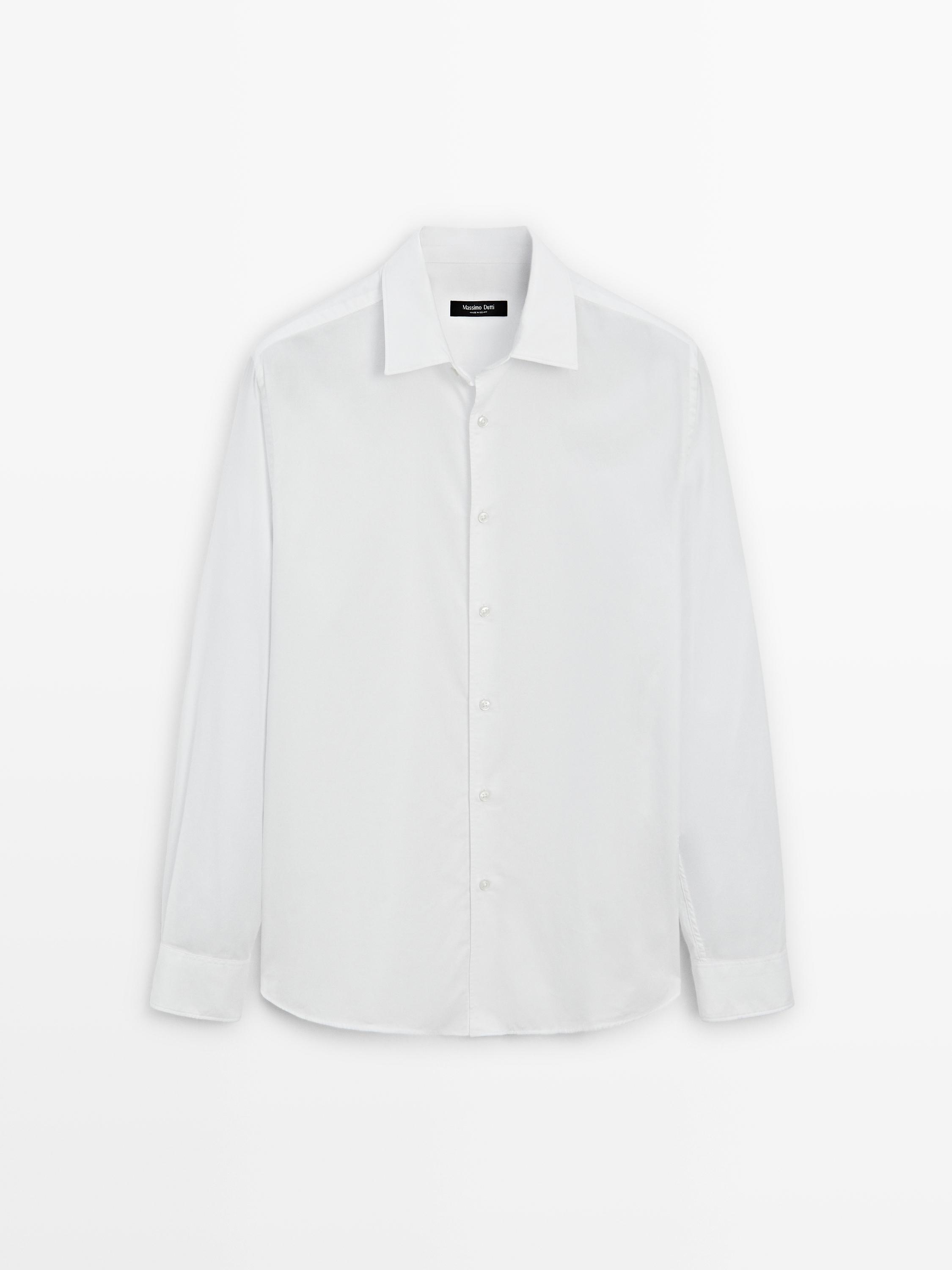 Slim fit twill melange shirt