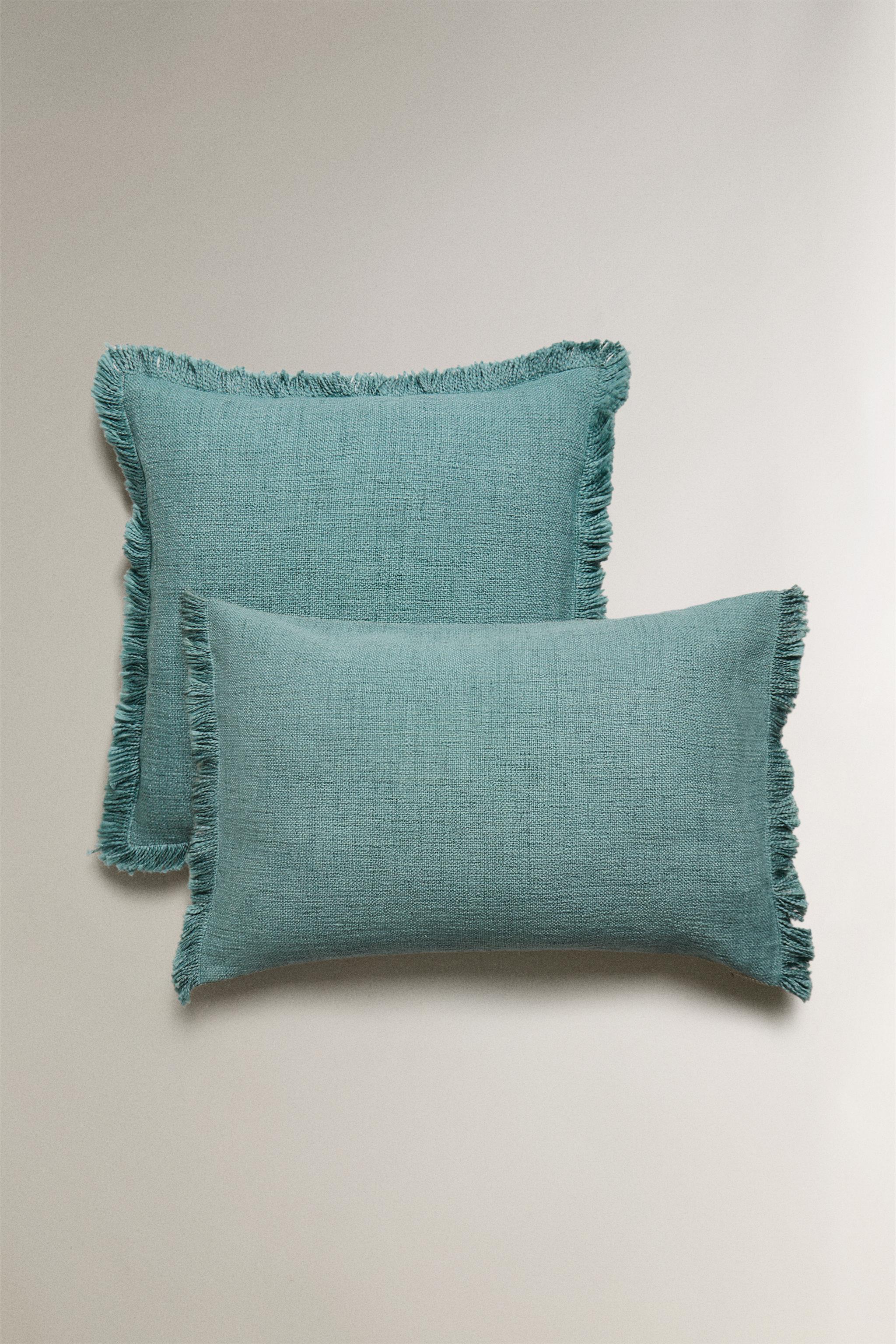 FRINGED THROW PILLOW COVER