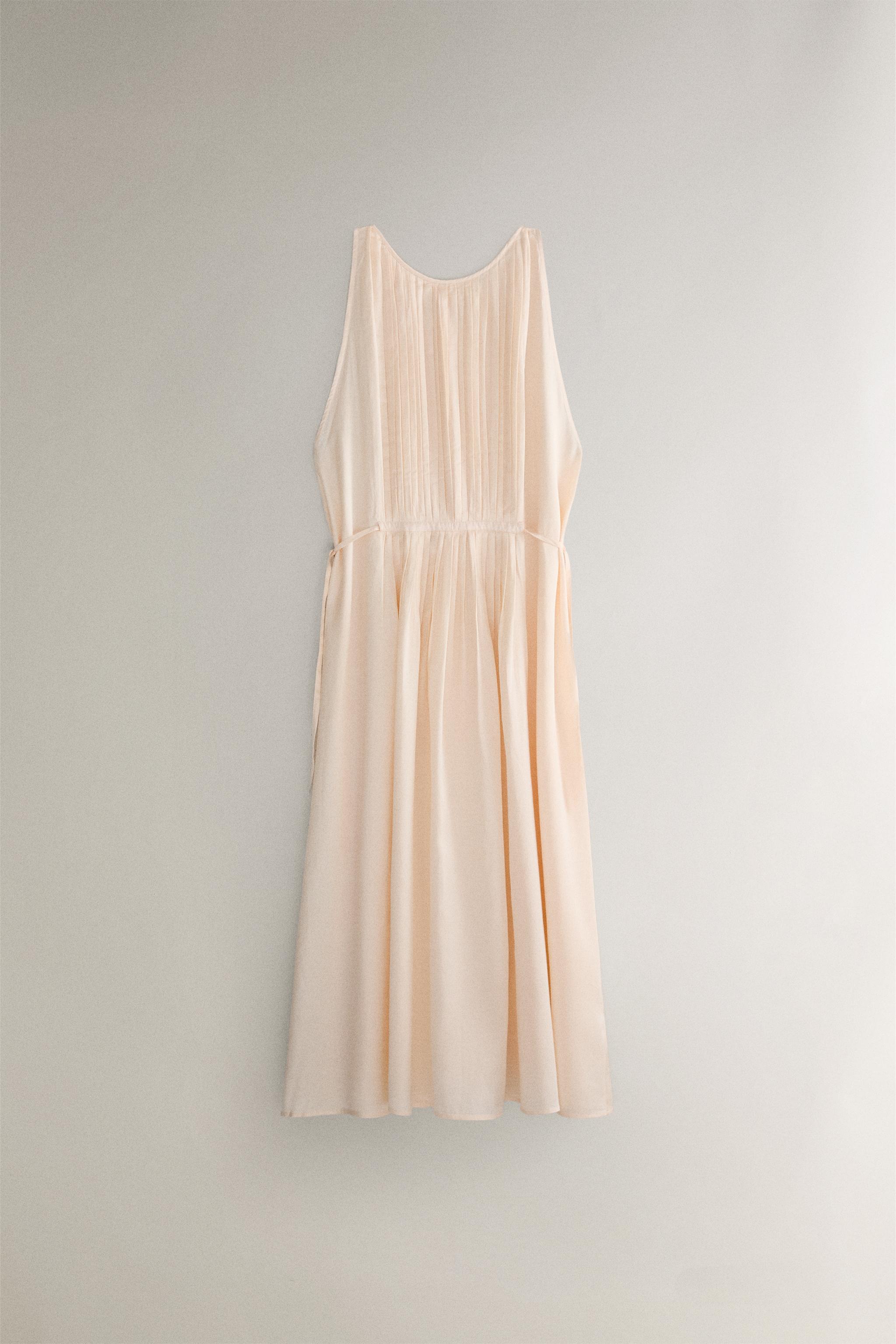 PLEATED SATEEN NIGHTGOWN