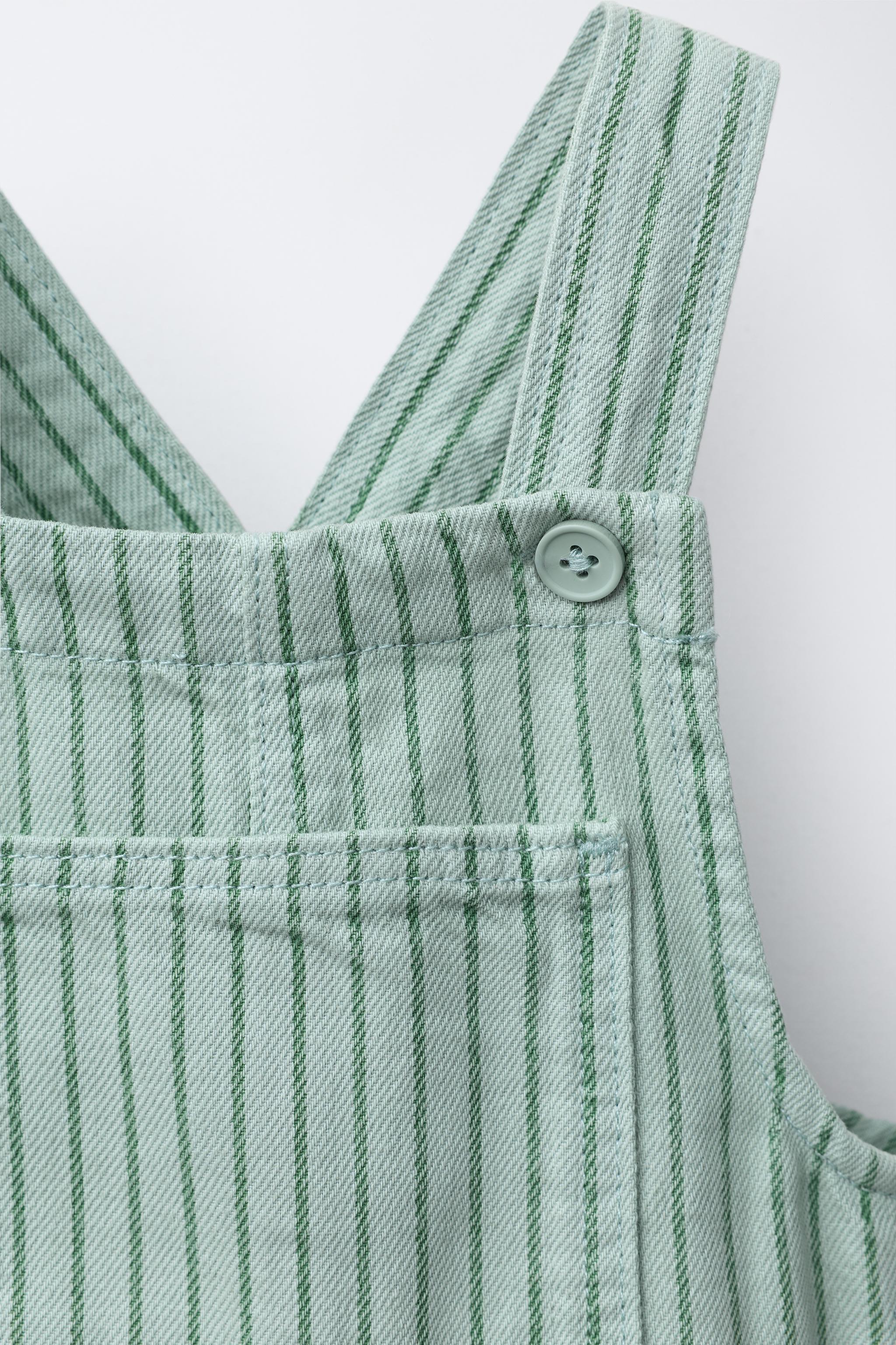 STRIPED TWILL OVERALLS