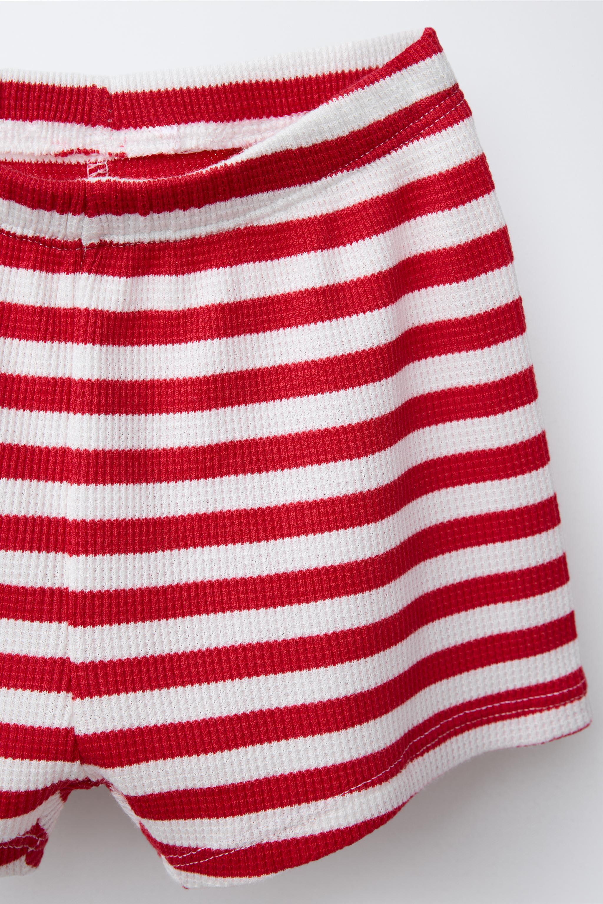 STRIPED WAFFLE T-SHIRT AND BERMUDA SET