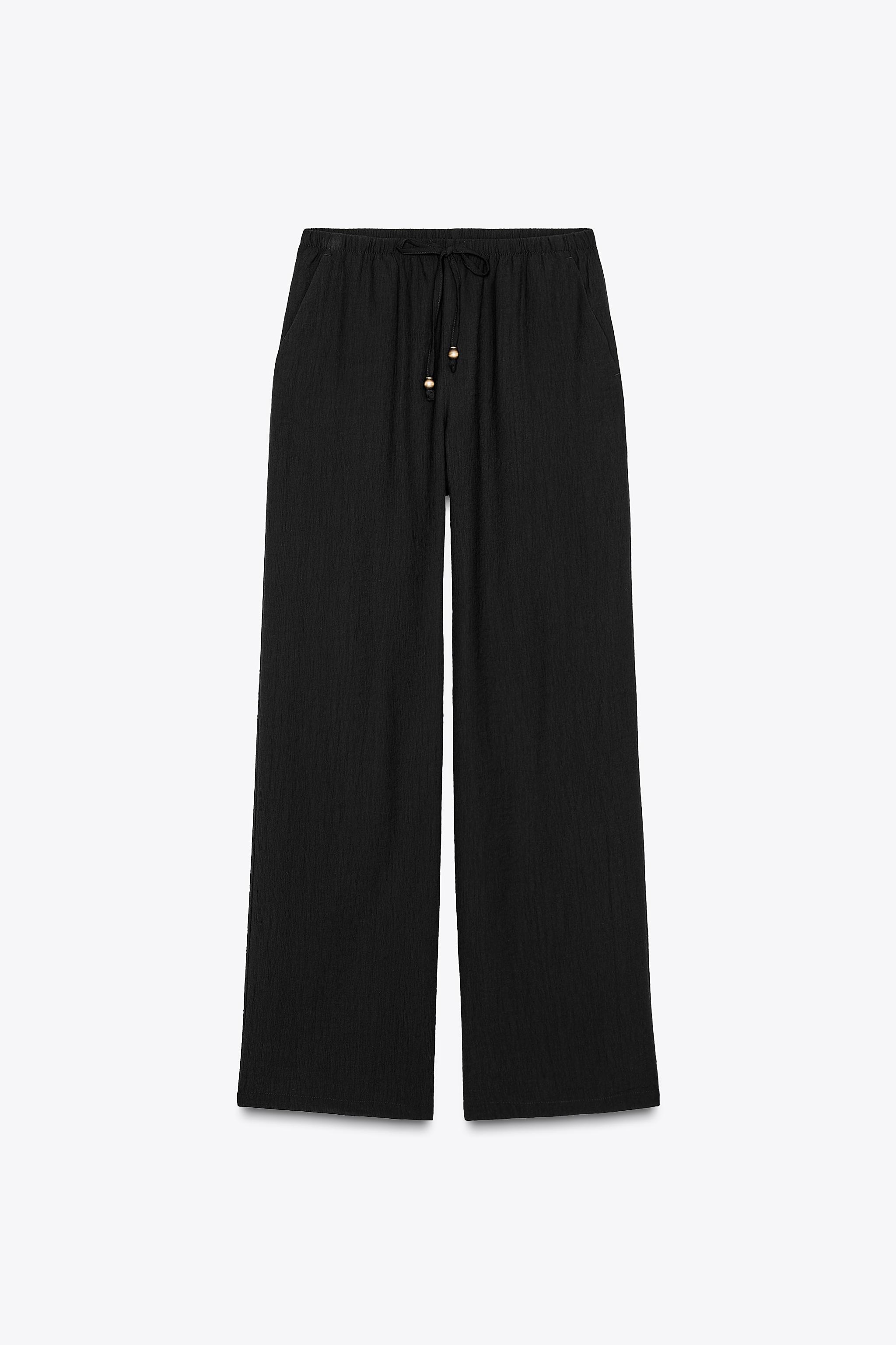 ELASTIC WAIST WIDE LEG PANTS