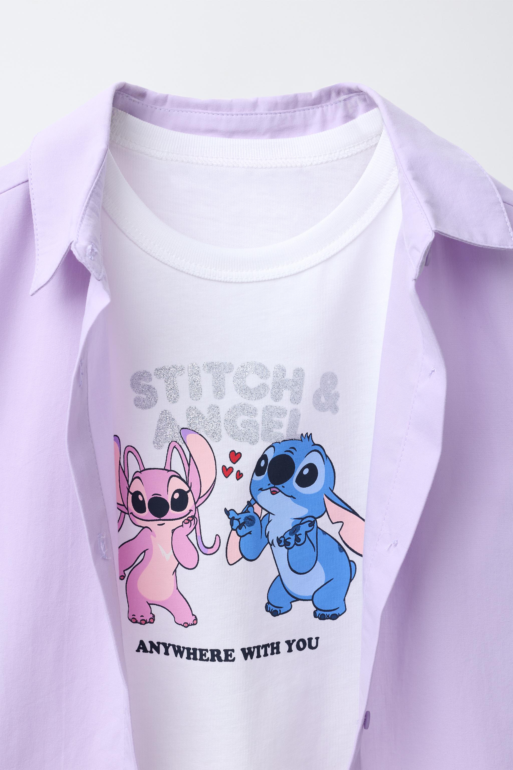 PLAIN SHIRT AND CROPPED LILO & STITCH © DISNEY T-SHIRT SET