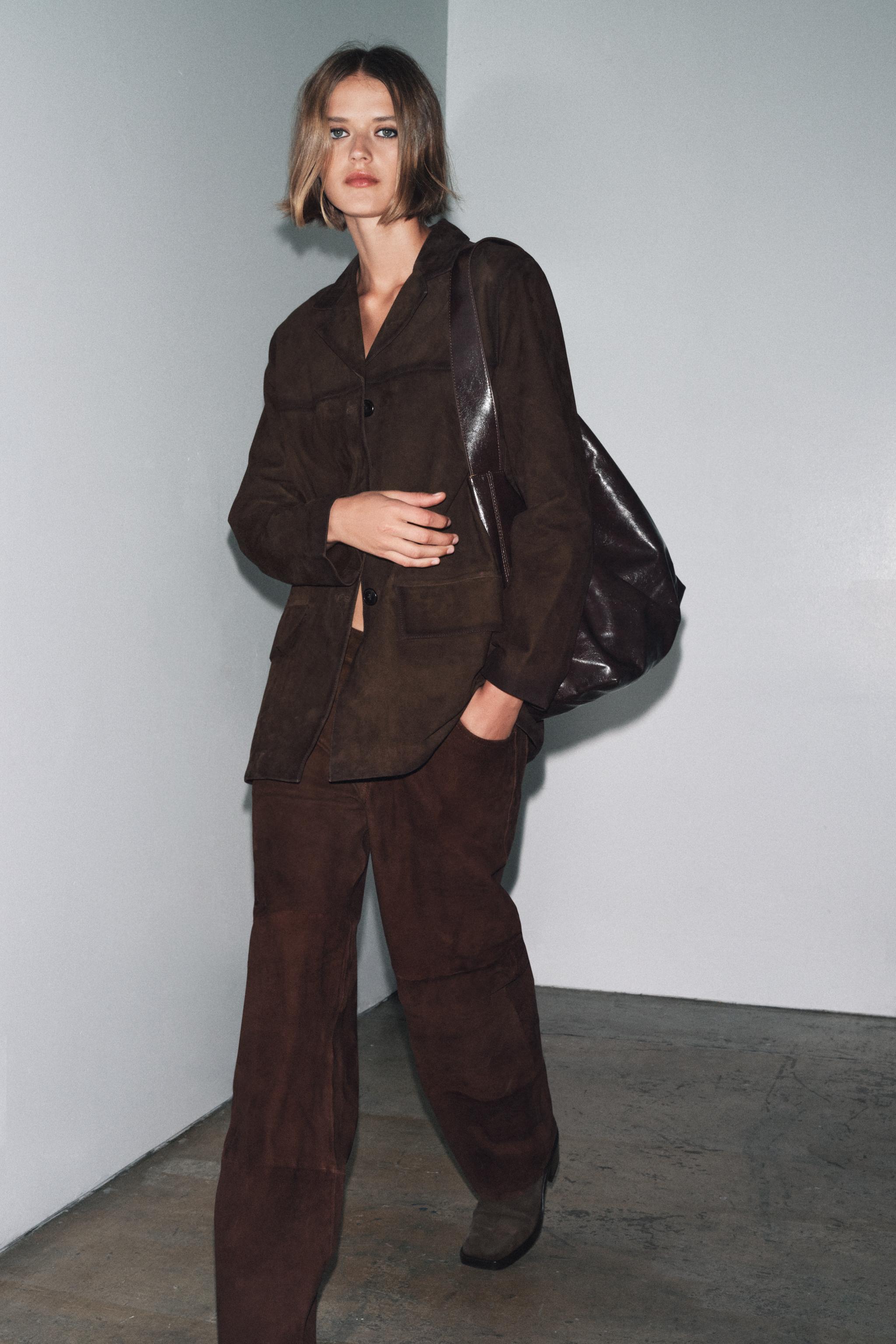 100% SUEDE LEATHER BLAZER ZW COLLECTION LIMITED EDITION