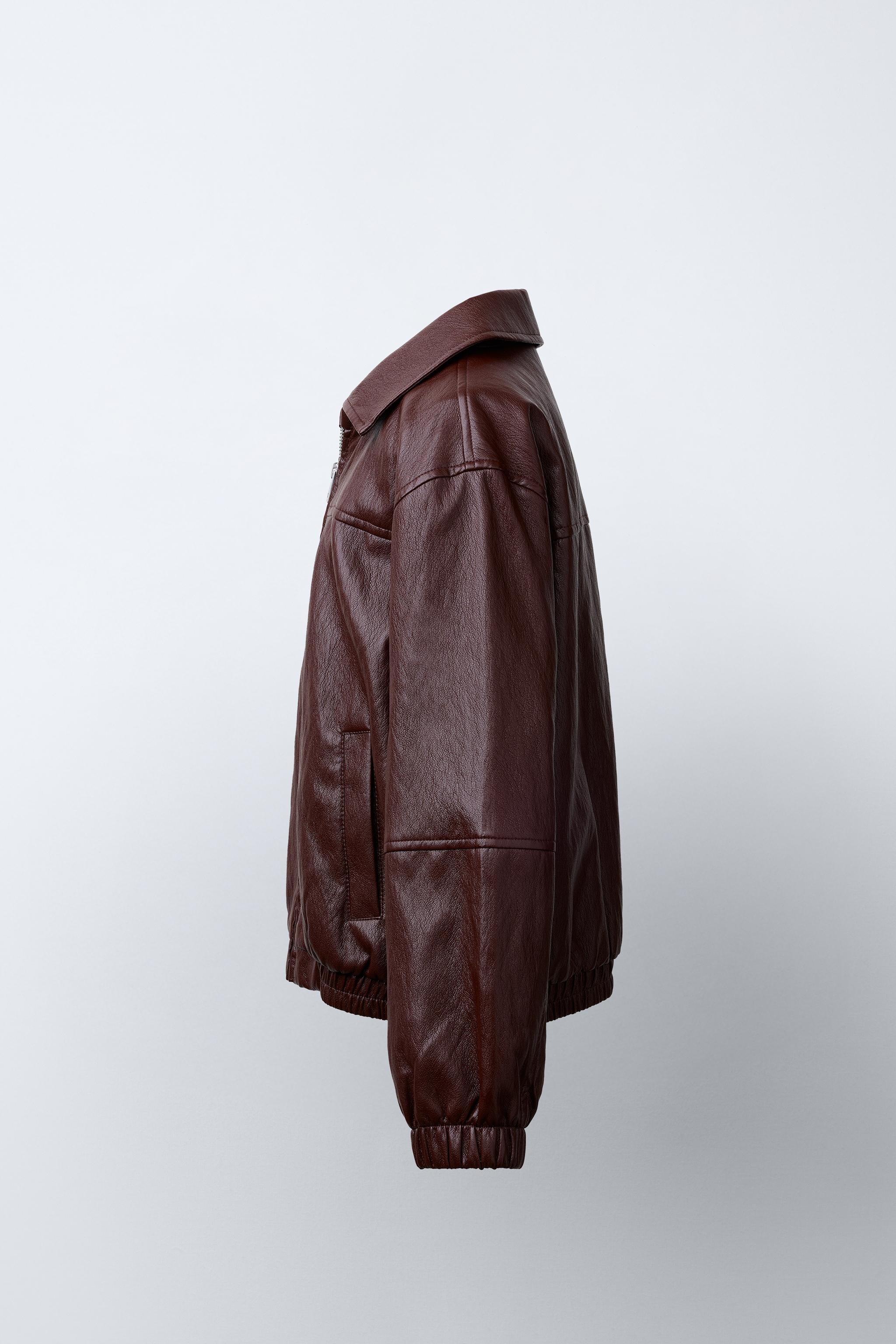 FAUX LEATHER BOMBER JACKET