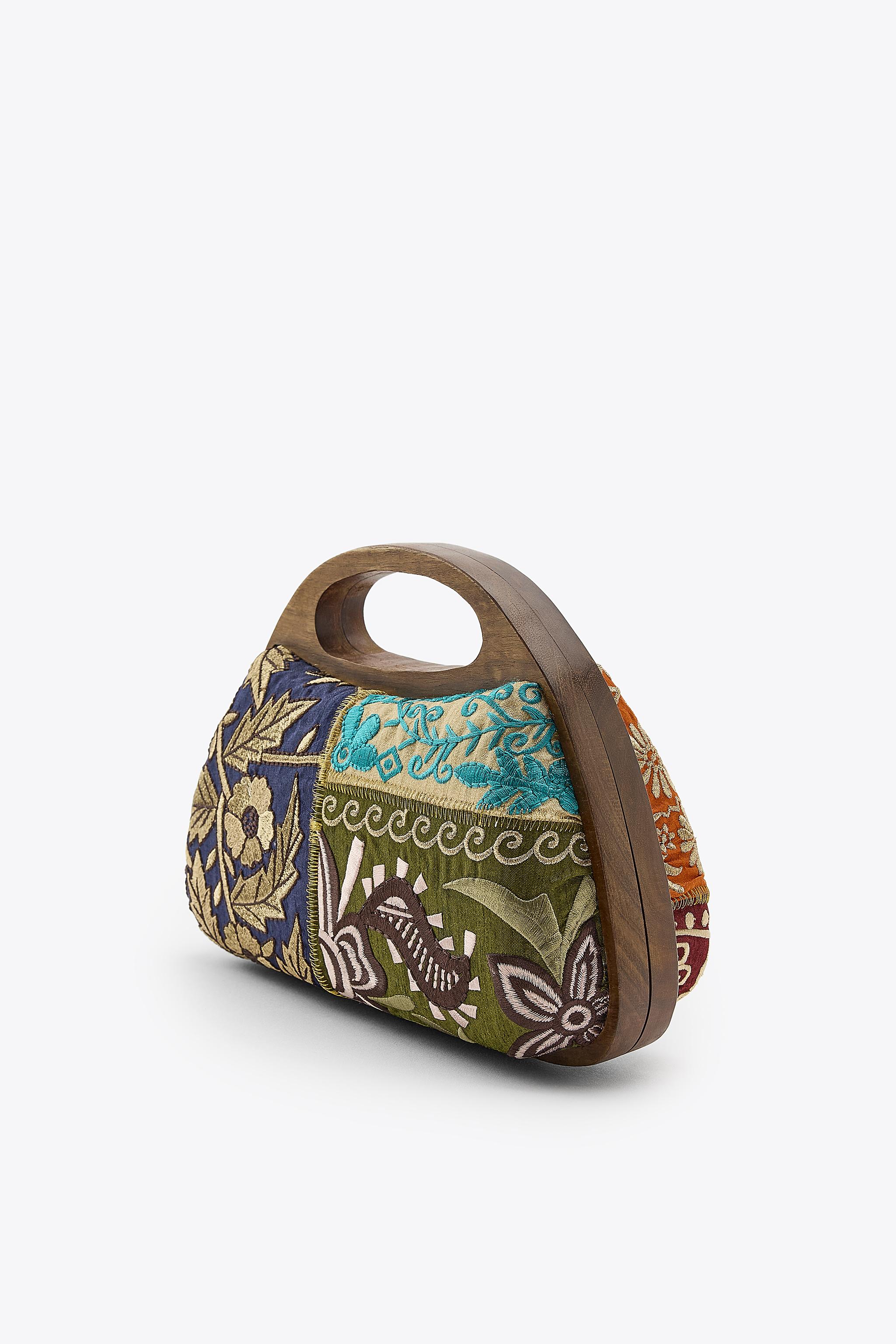 EMBROIDERED WOODEN BOX BAG
