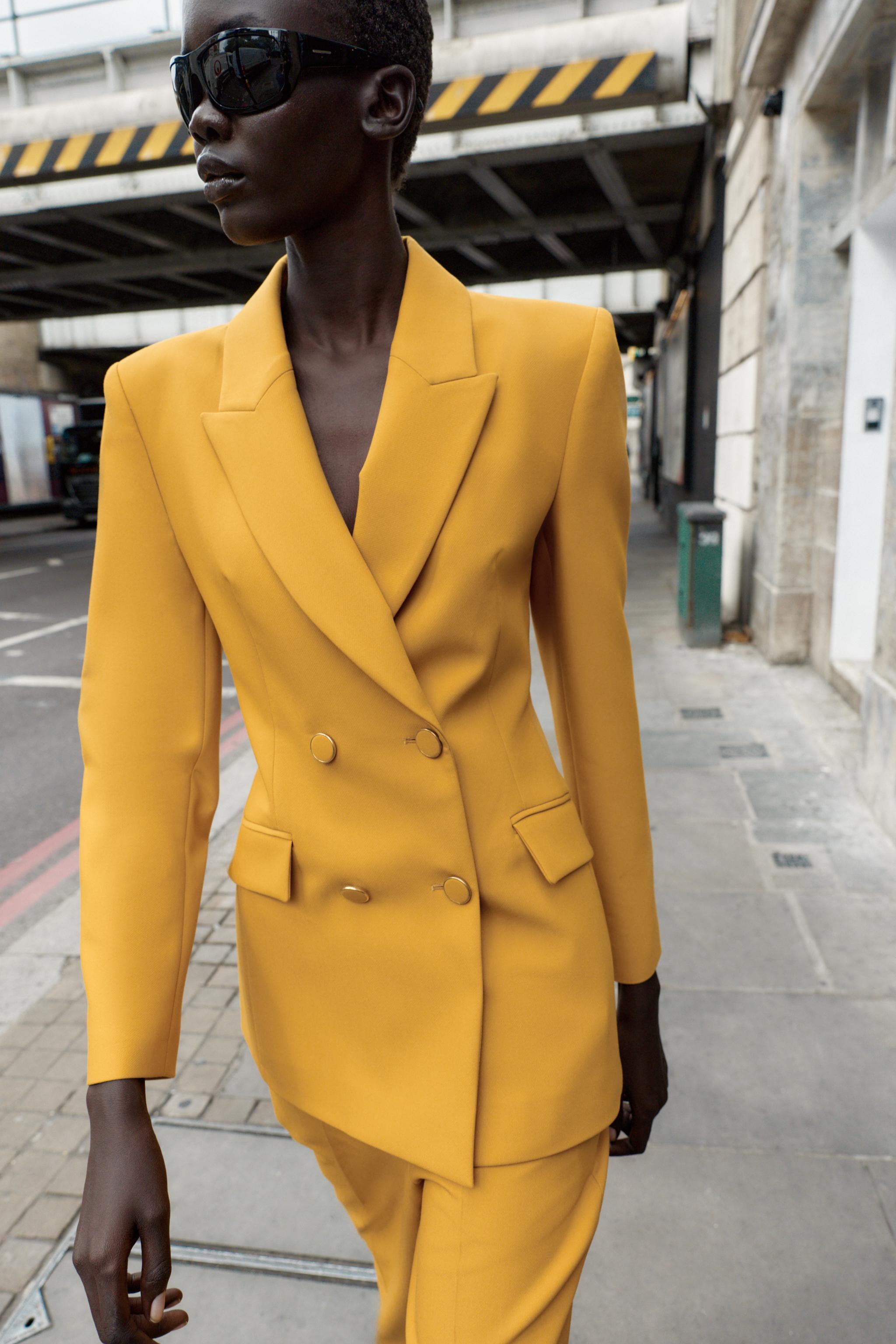 DOUBLE BREASTED BLAZER WITH SHOULDER PADS