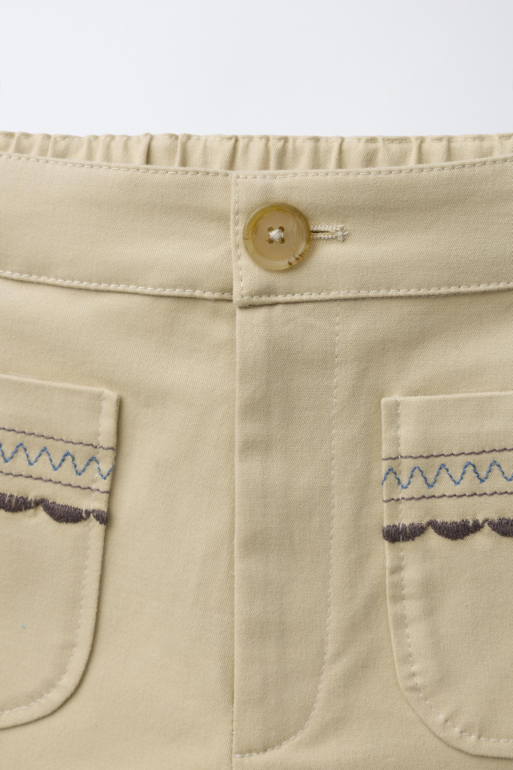 EMBROIDERED POCKET PANTS