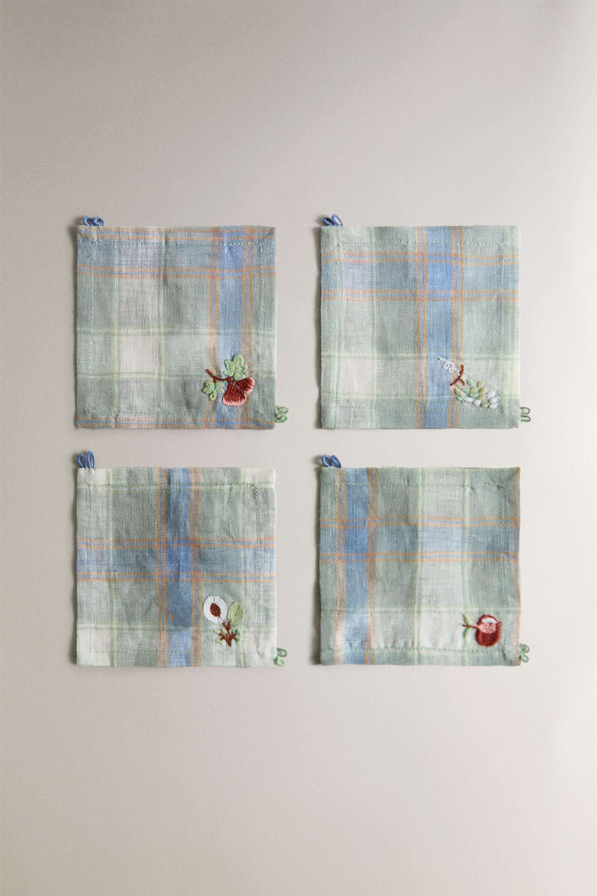 PACK OF CHECK LINEN COASTERS (PACK OF 4)