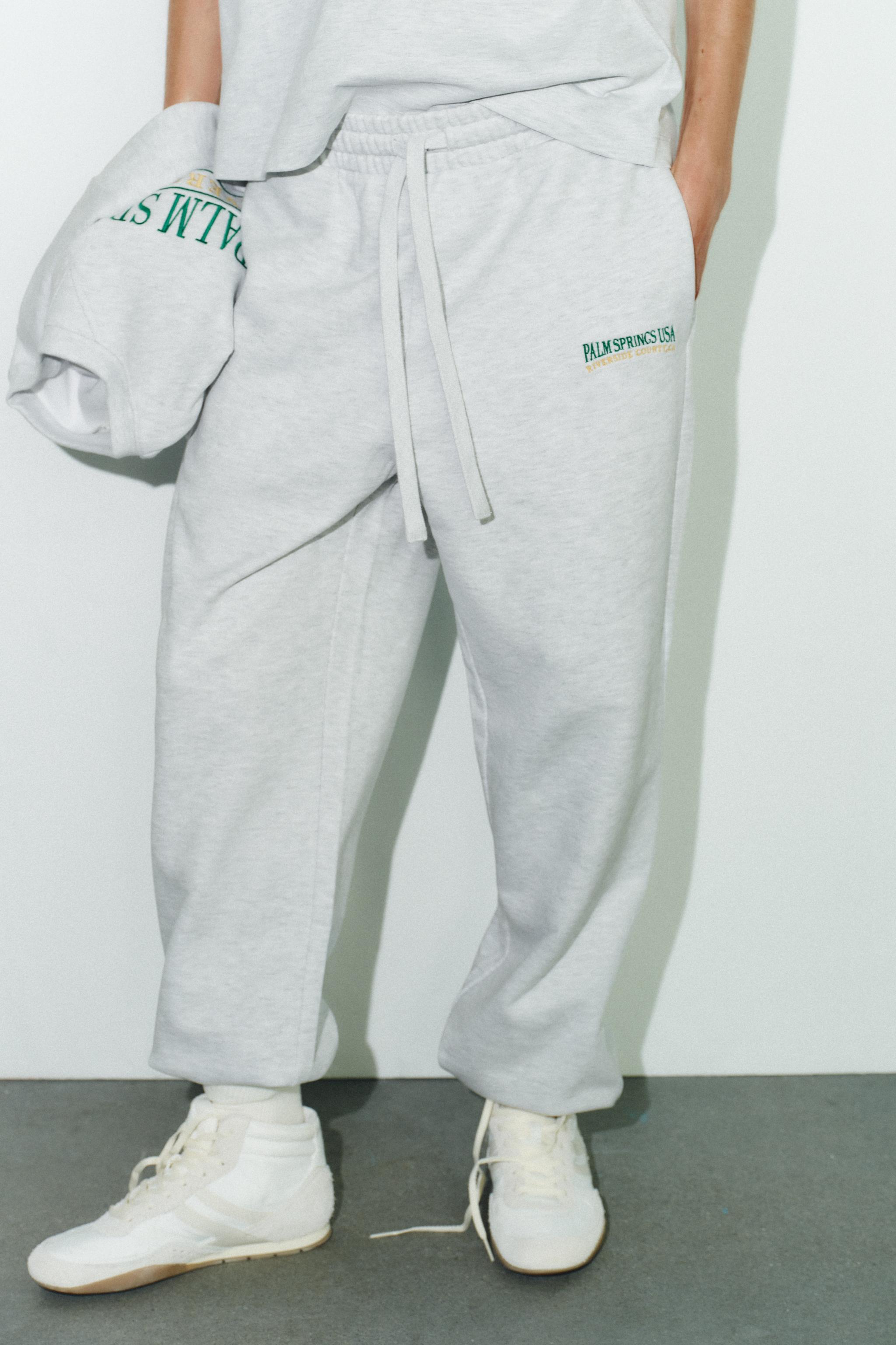 TEXT PRINT COTTON PANTS