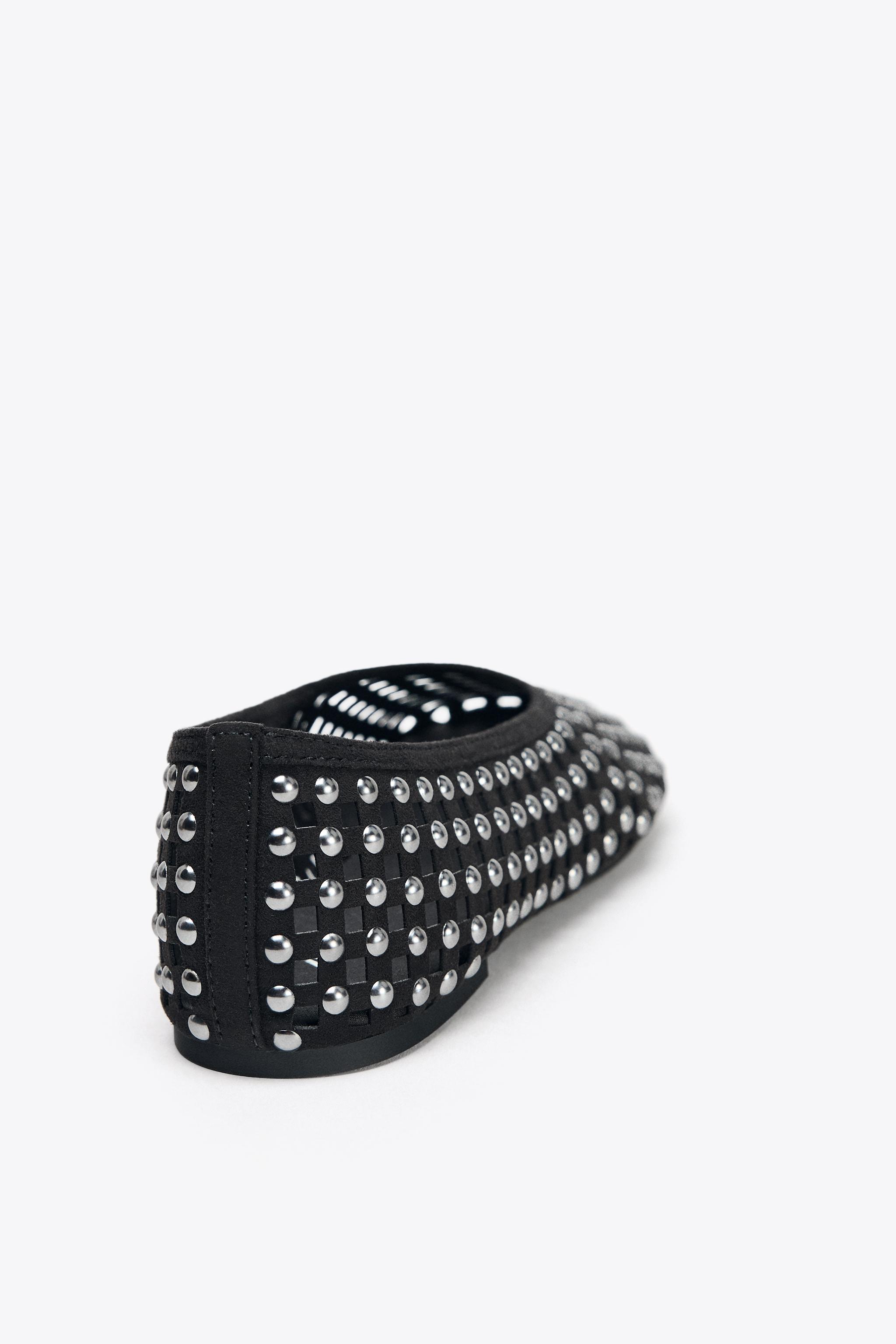 STUDDED MESH MARY JANES