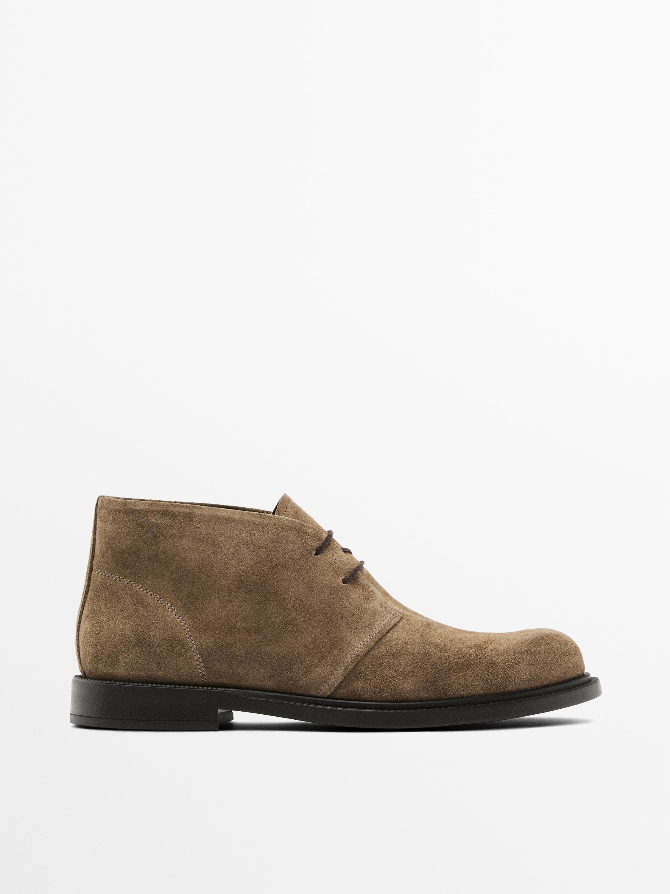 Split suede ankle boot