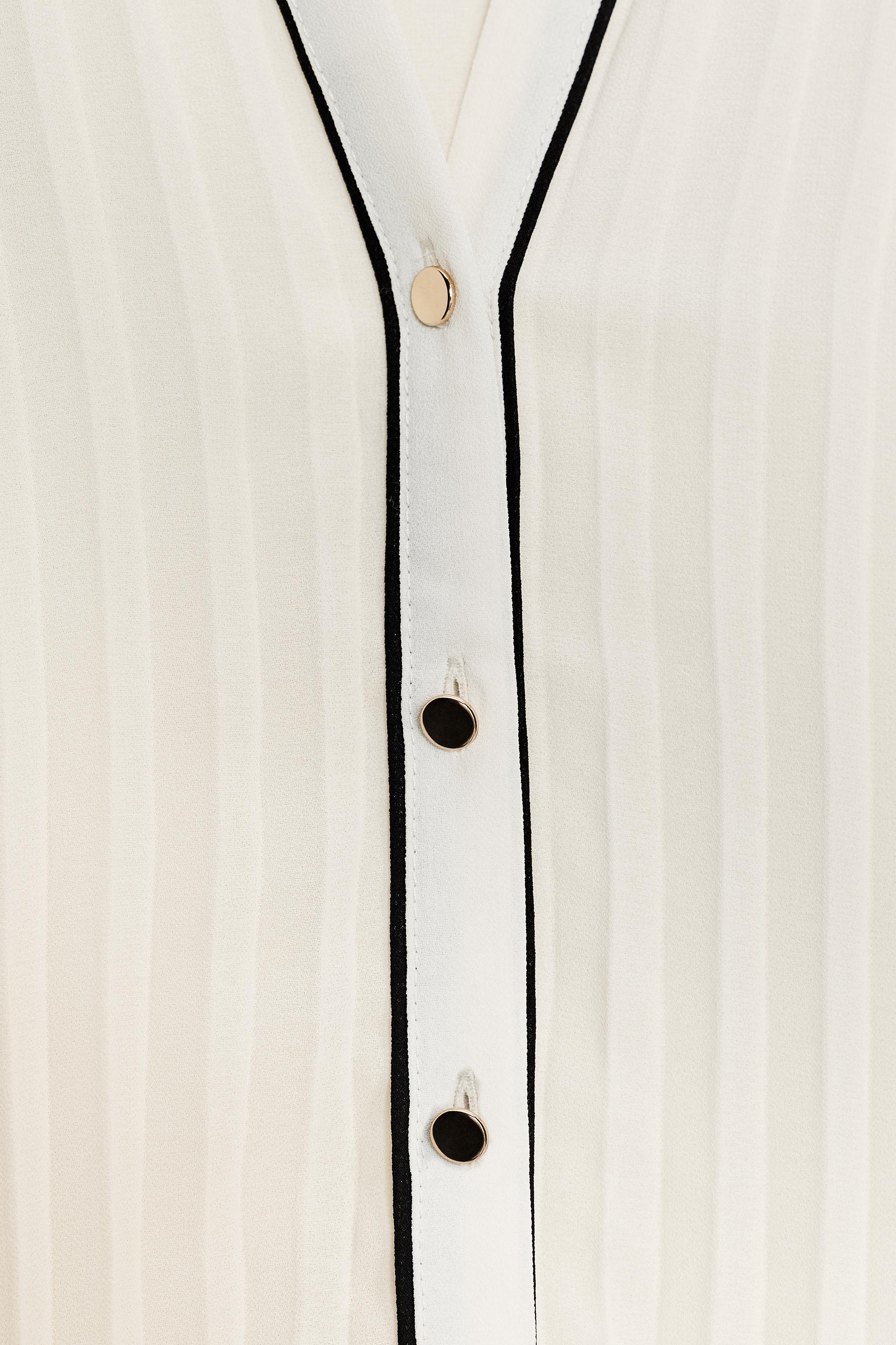 PLEATED BLOUSE WITH CONTRAST TRIM
