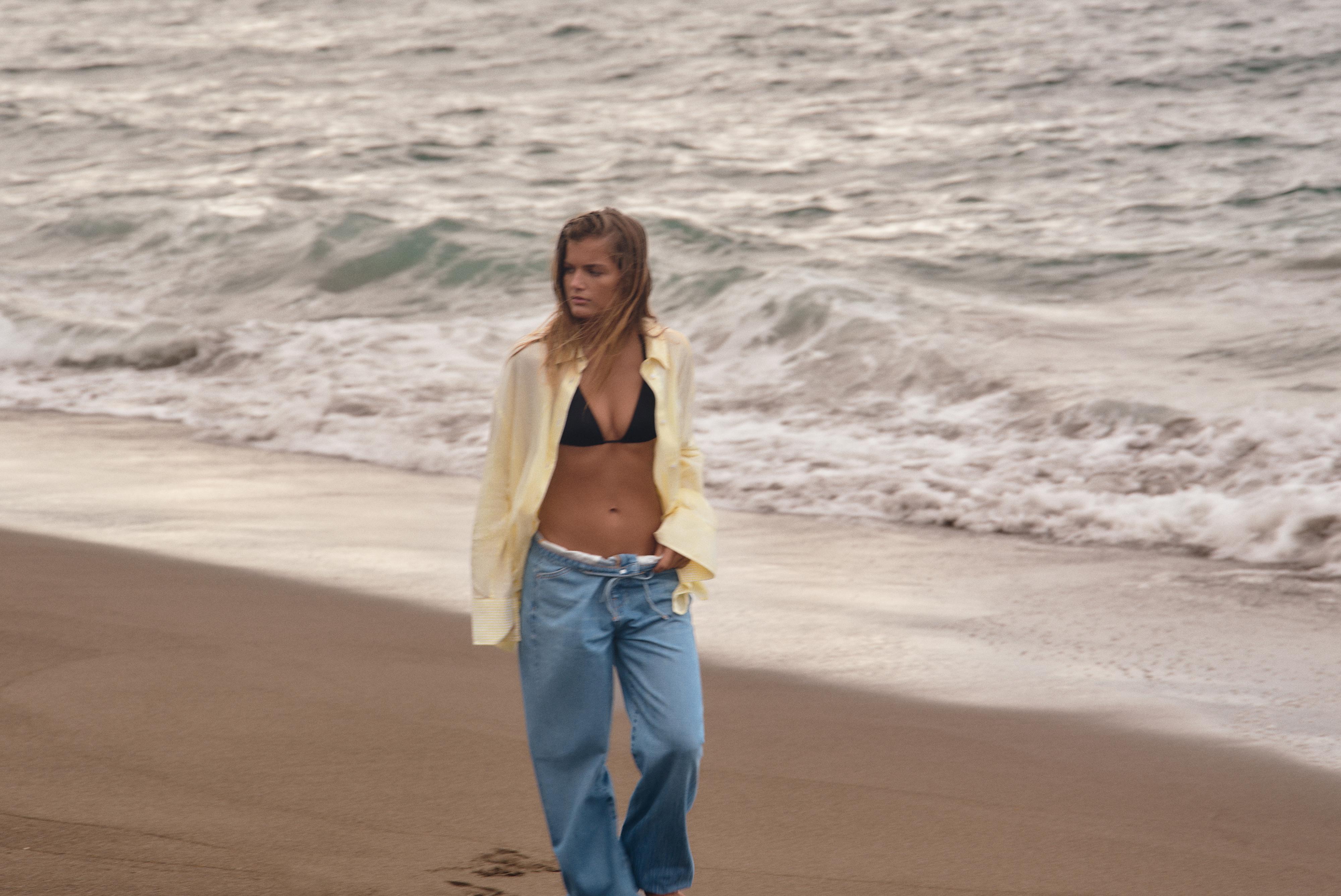 TRF FLOWY DRAWSTRING DENIM PANTS