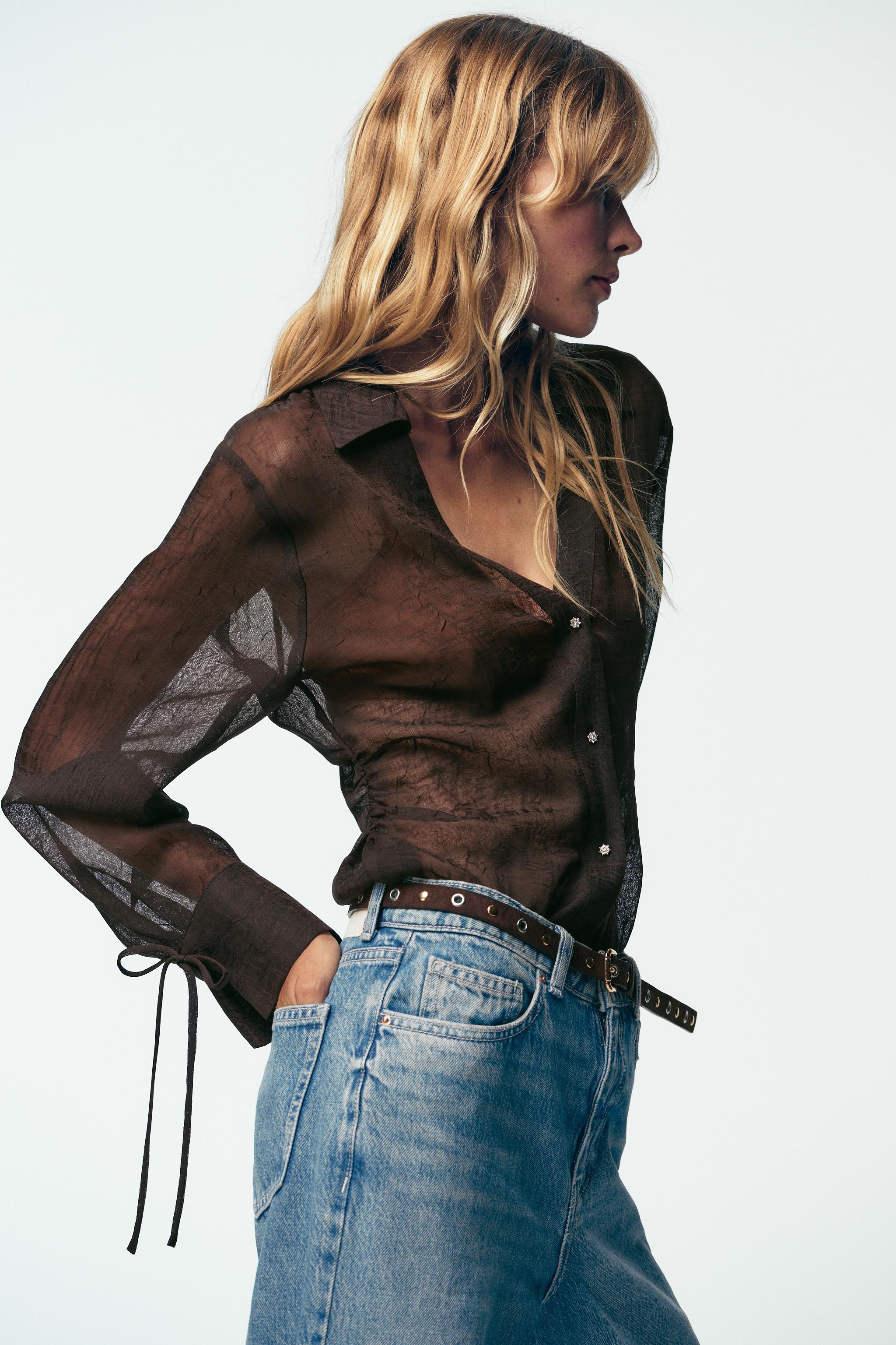 SEMI-SHEER SHIRT WITH TIES