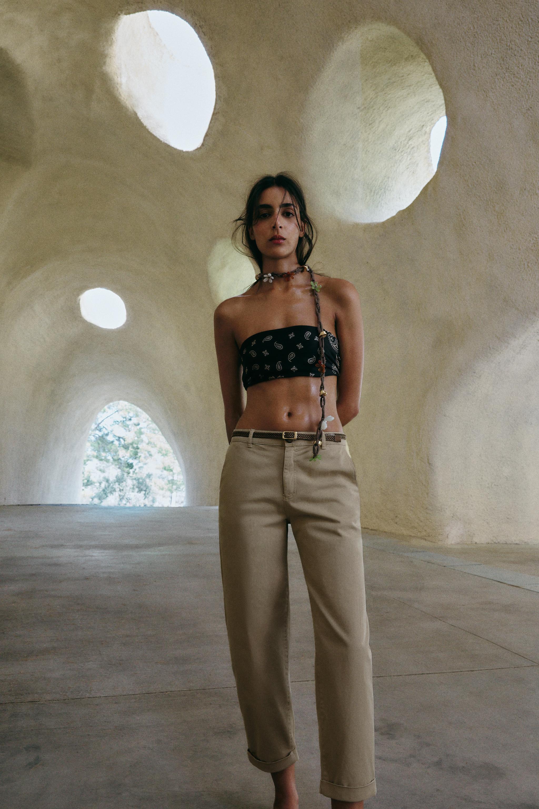 BRAIDED BELTED CHINO PANTS