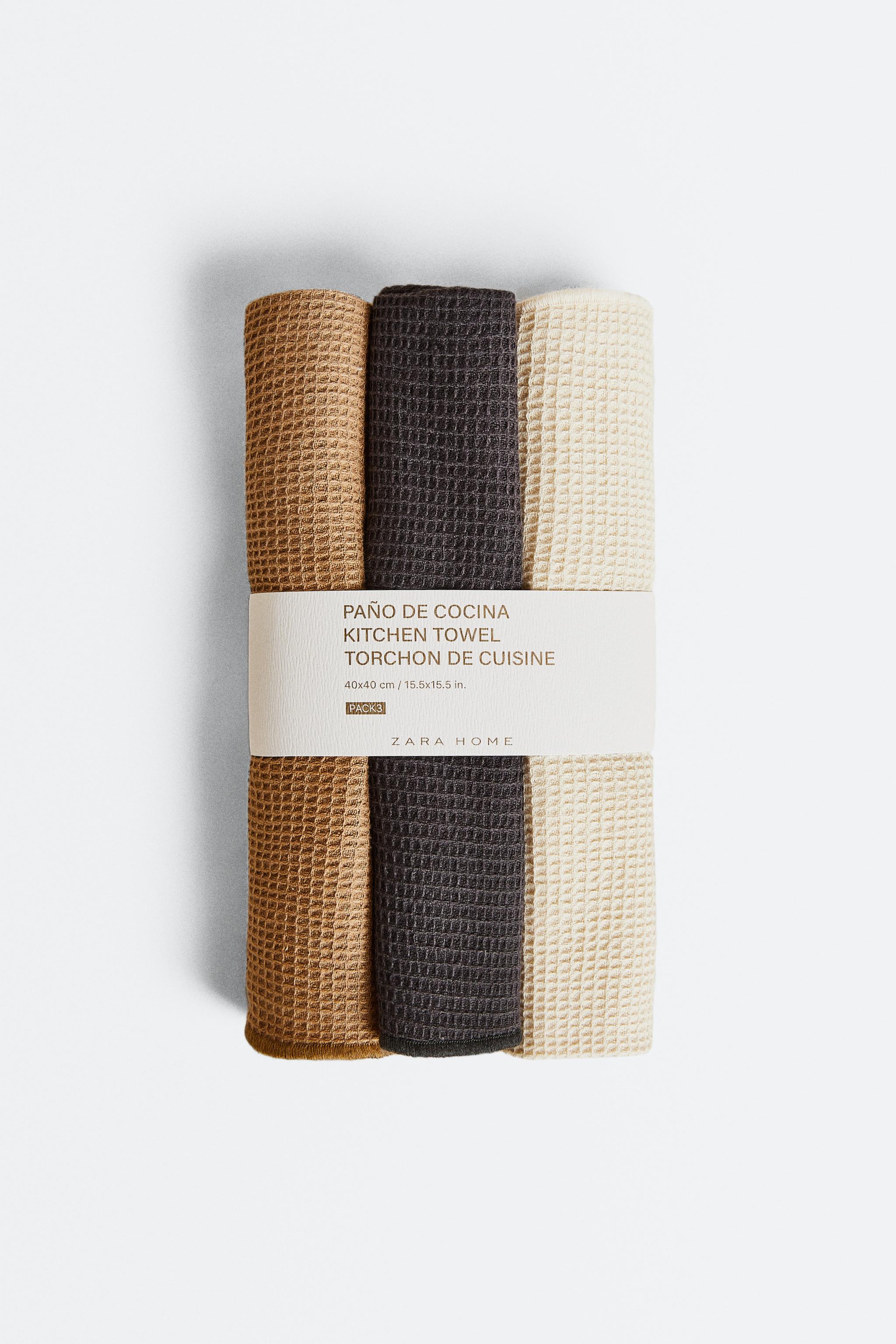 WAFFLE-KNIT KITCHEN TOWELS (SET OF 3)