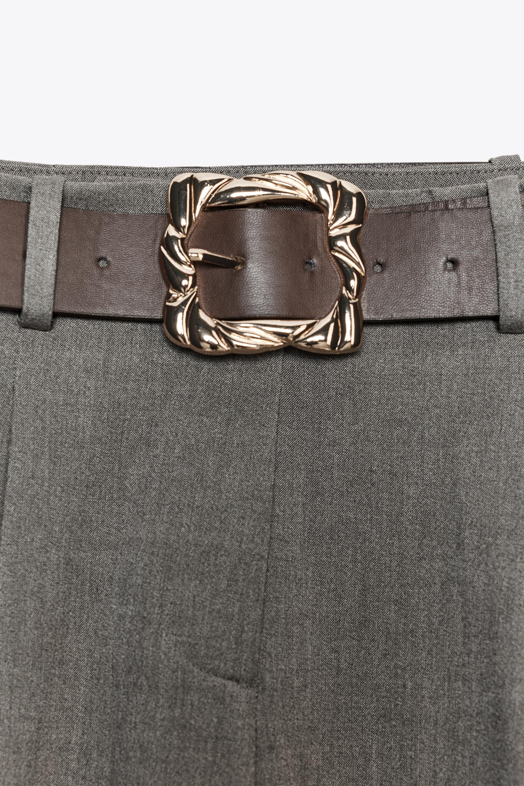 STRAIGHT LEG BELTED PANTS