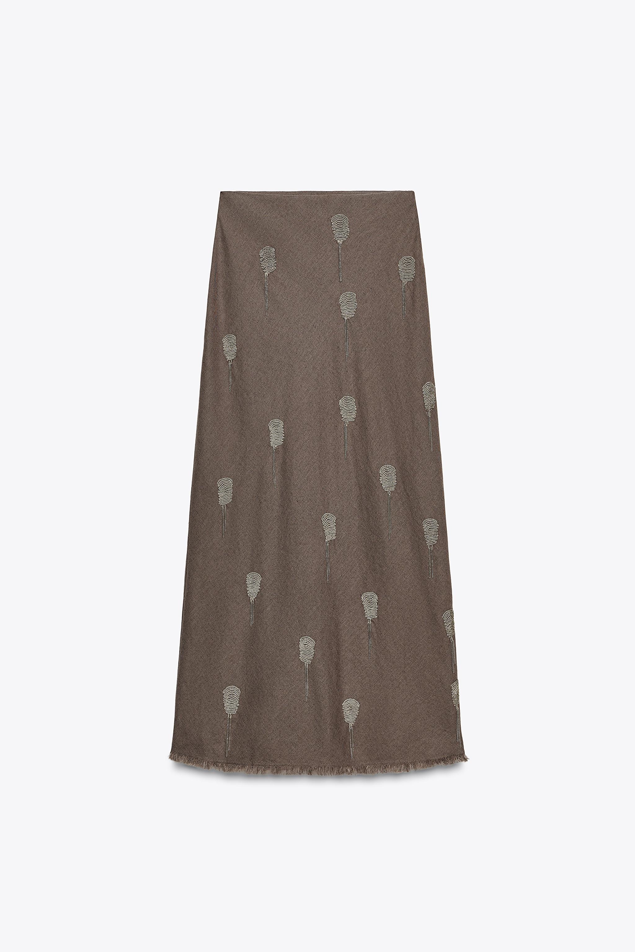 ZW COLLECTION LINEN EMBROIDERED SKIRT