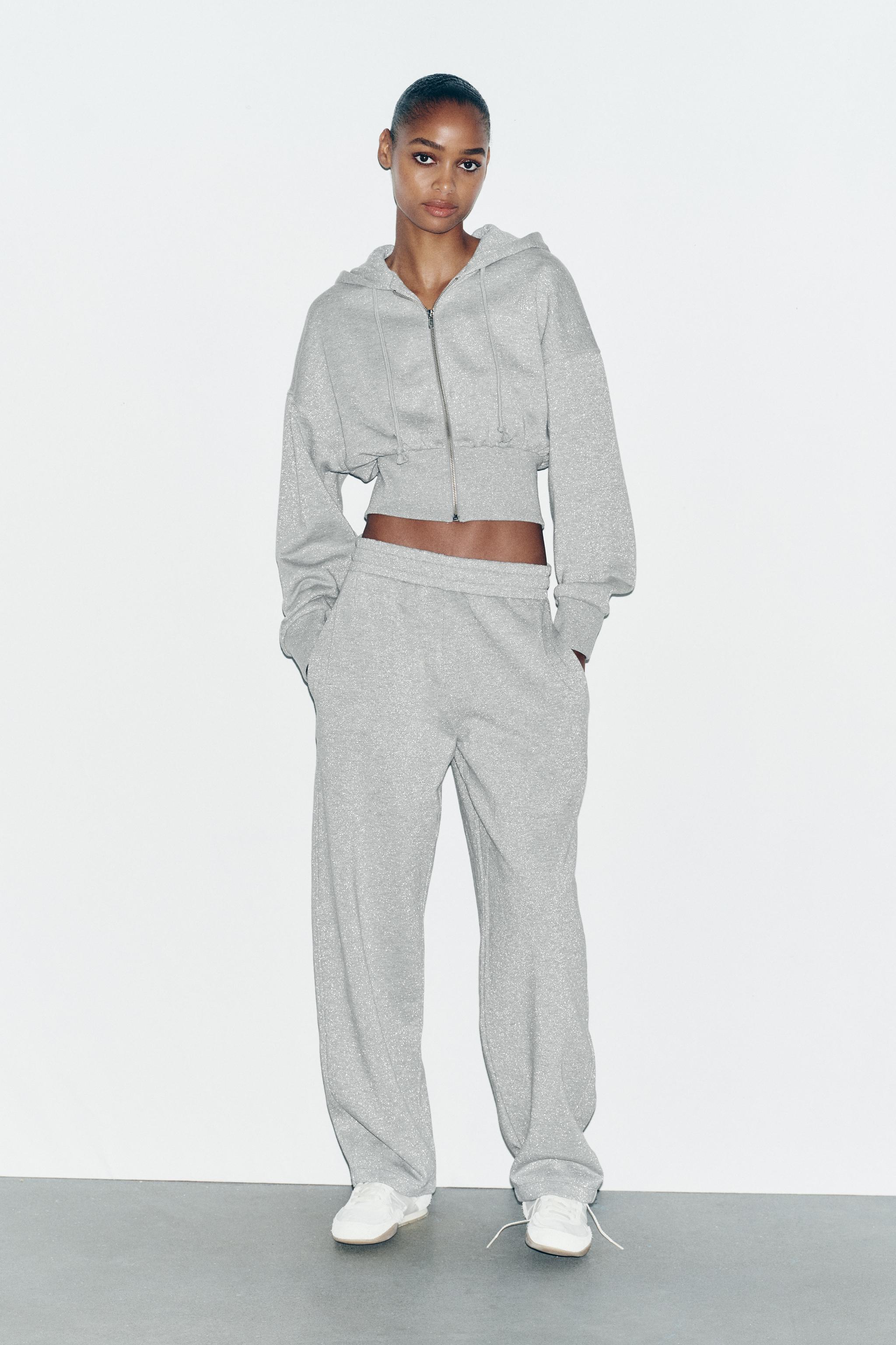 METALLIC THREAD CROP SWEATSHIRT