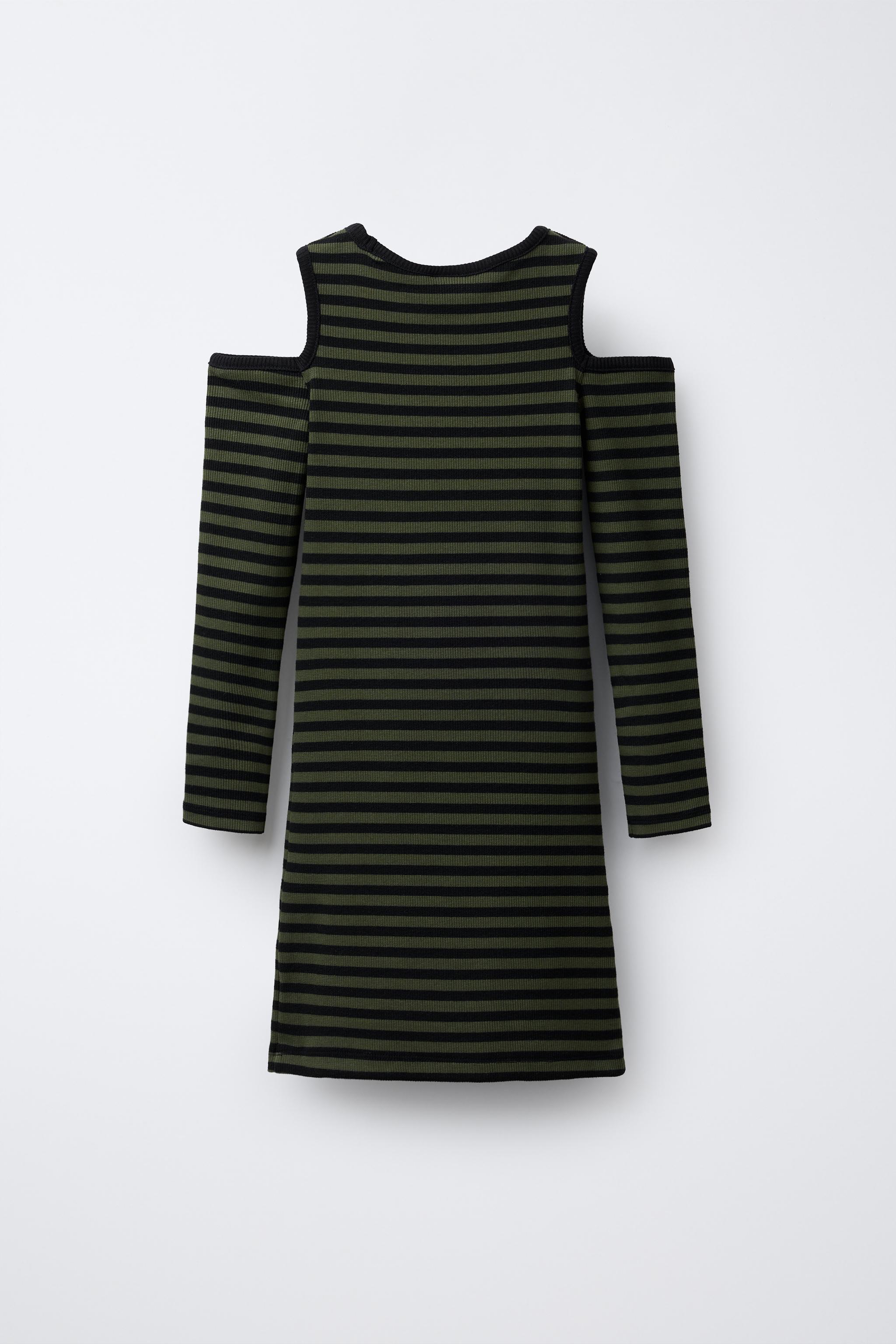 STRIPED RIBBED CUT OUT DRESS